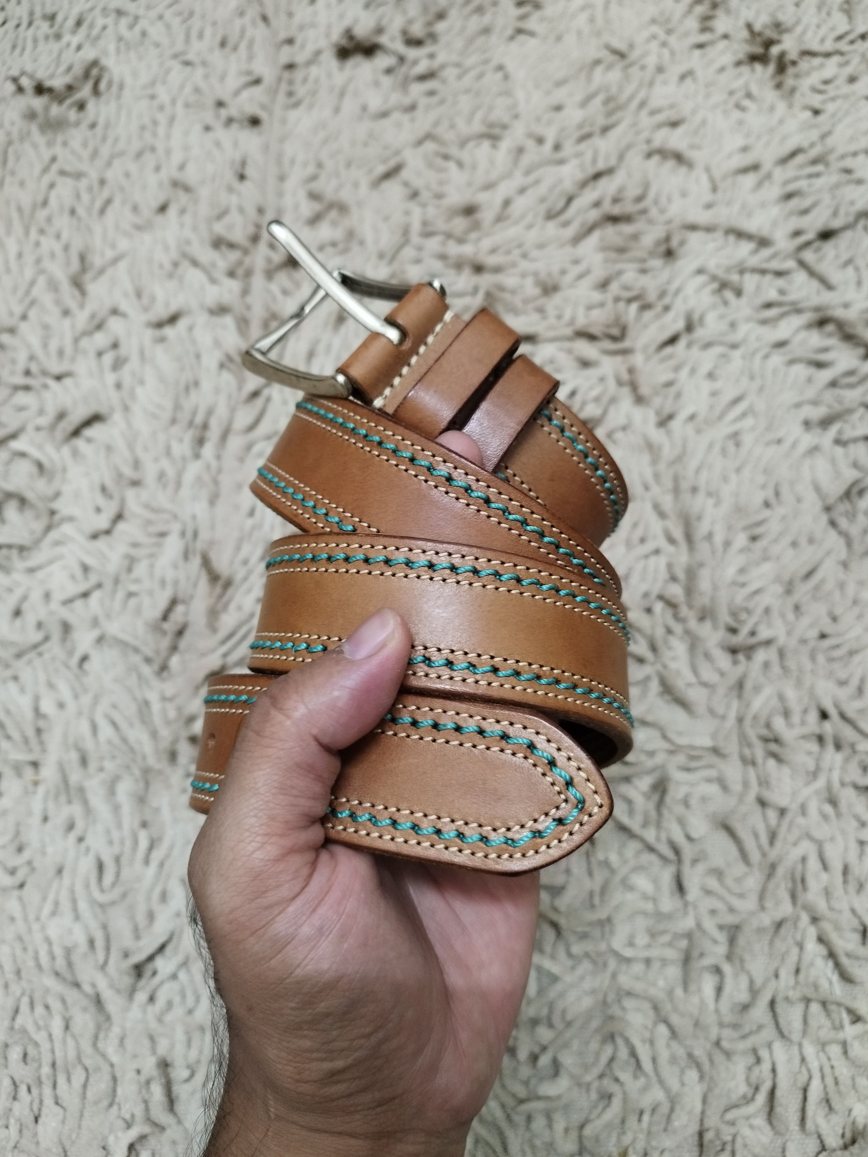 Felisi Felisi Solid Brass Genuine Leather Belt Size ONE SIZE - 1 Thumbnail