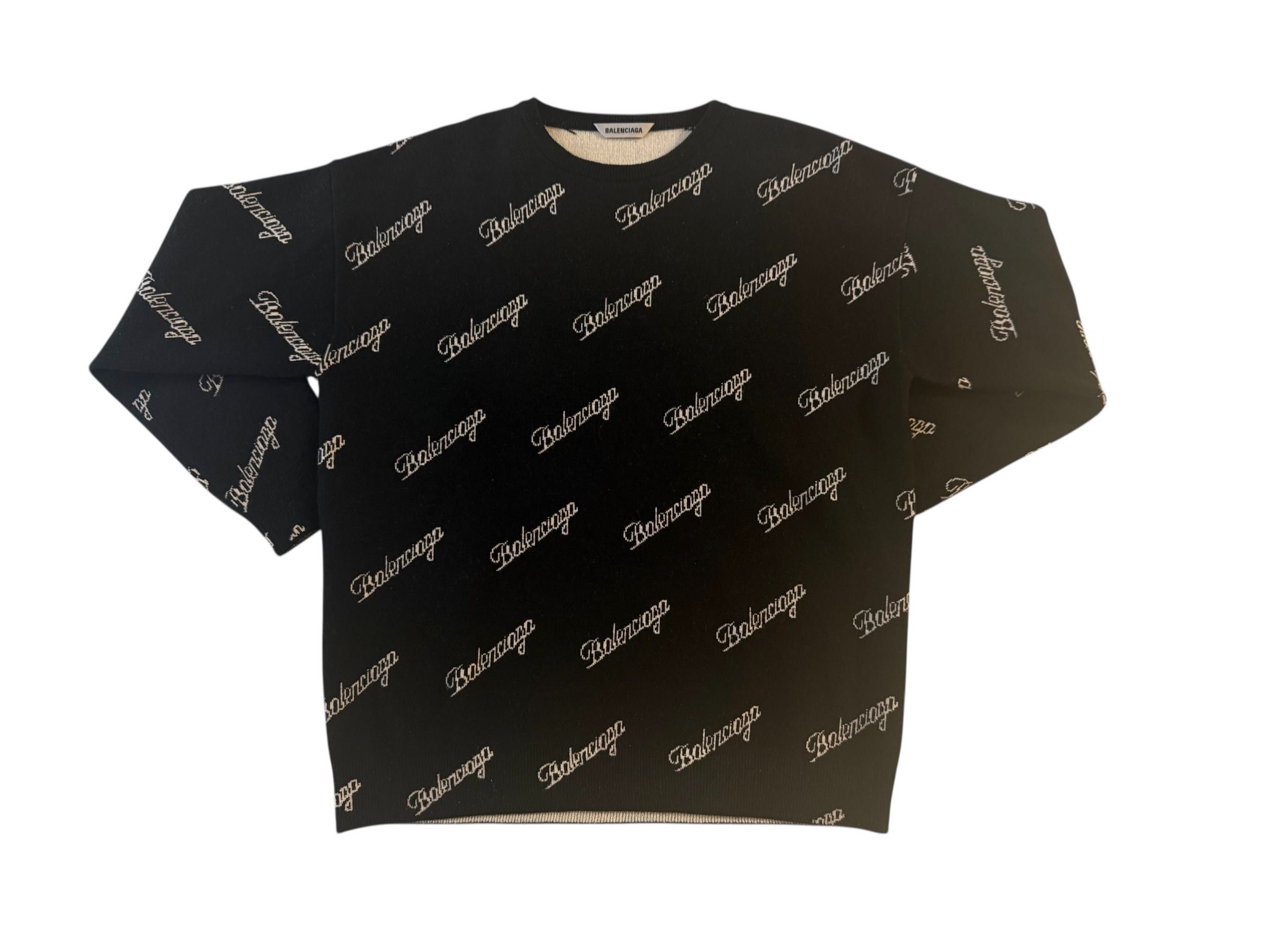 Balenciaga Balenciaga All Over Script Logo Knit Sweater Size US XS / EU 42 / 0 - 1 Thumbnail