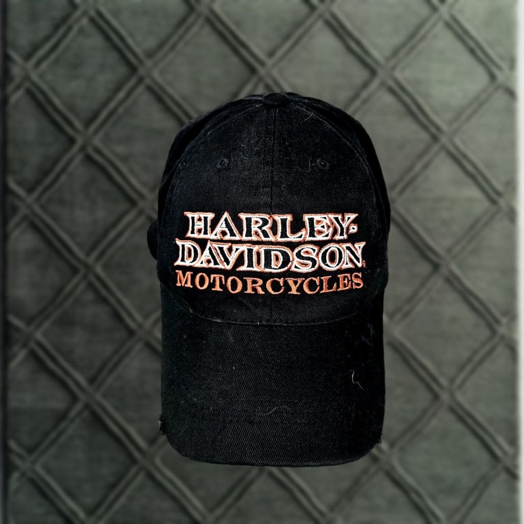 Harley Davidson VINTAGE Harley-Davidson Black L/XL Fitted Hat Baseball Cap Men Motorcycle USA Size ONE SIZE - 1 Thumbnail