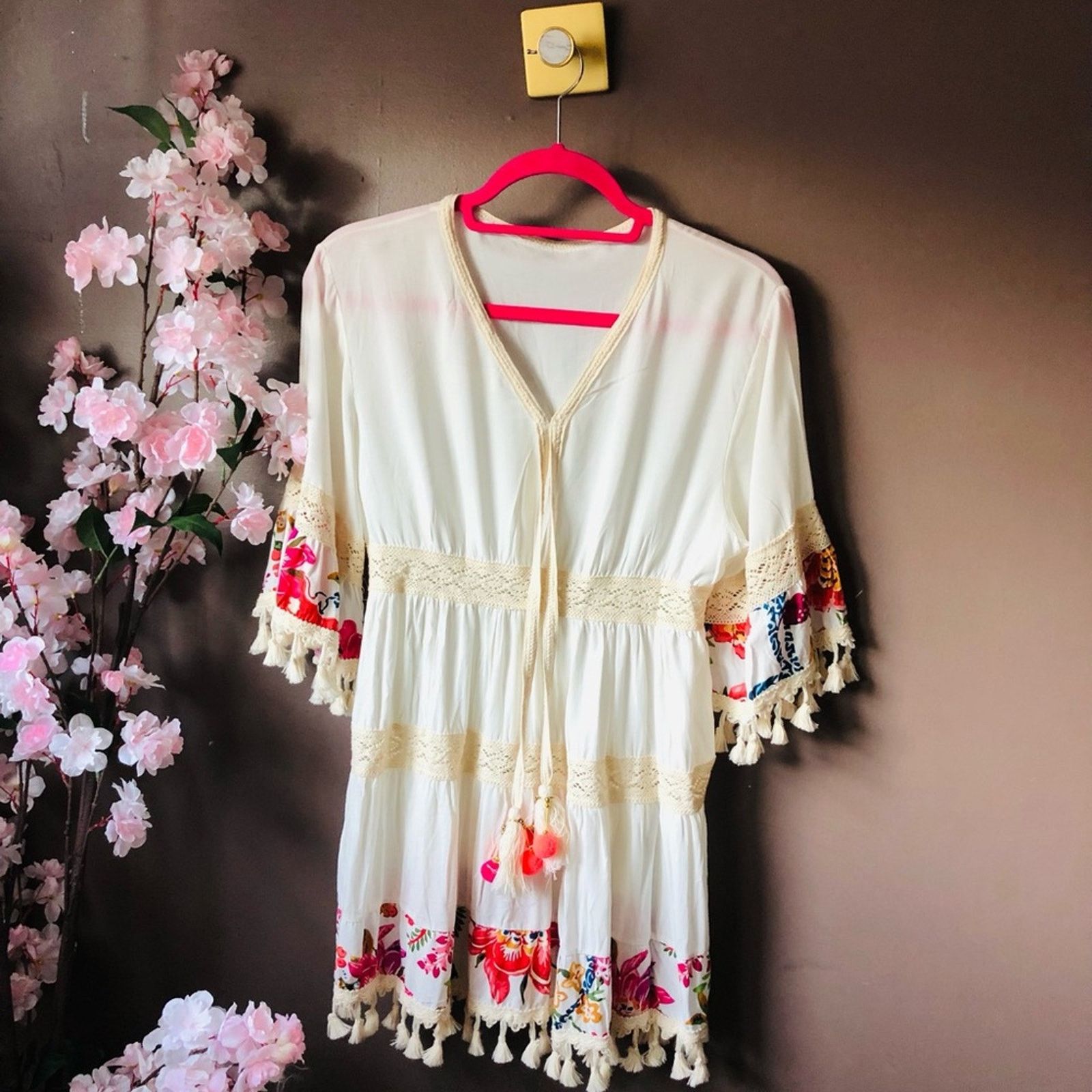 Other Dress beach vacation floral with Pom pom trim. Size S / US 4 / IT 40 - 2 Thumbnail