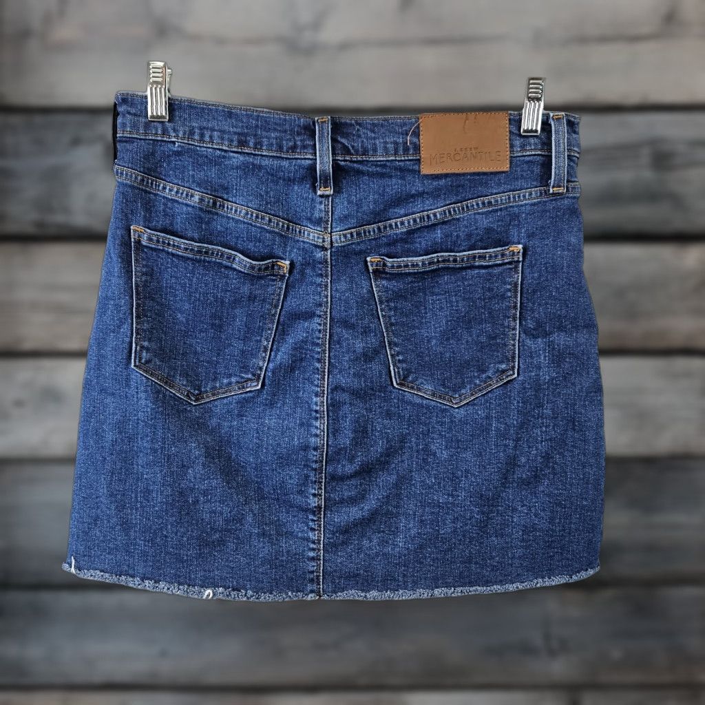 J.Crew VINTAGE J Crew Mercantile Denim Skirt Womens 4 Blue Pockets Cotton Blend Short Straight & Pencil Adult Womens Size 27" / US 4 / IT 40 - 1 Thumbnail