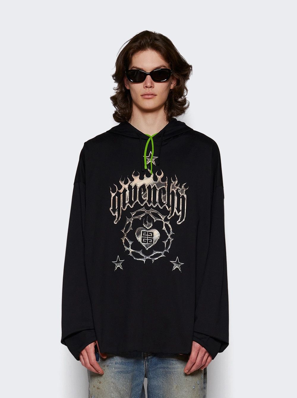 Givenchy o1mle0326 Graphic Vintage Hoodie in Black Size US XXL / EU 58 / 5 - 3 Thumbnail
