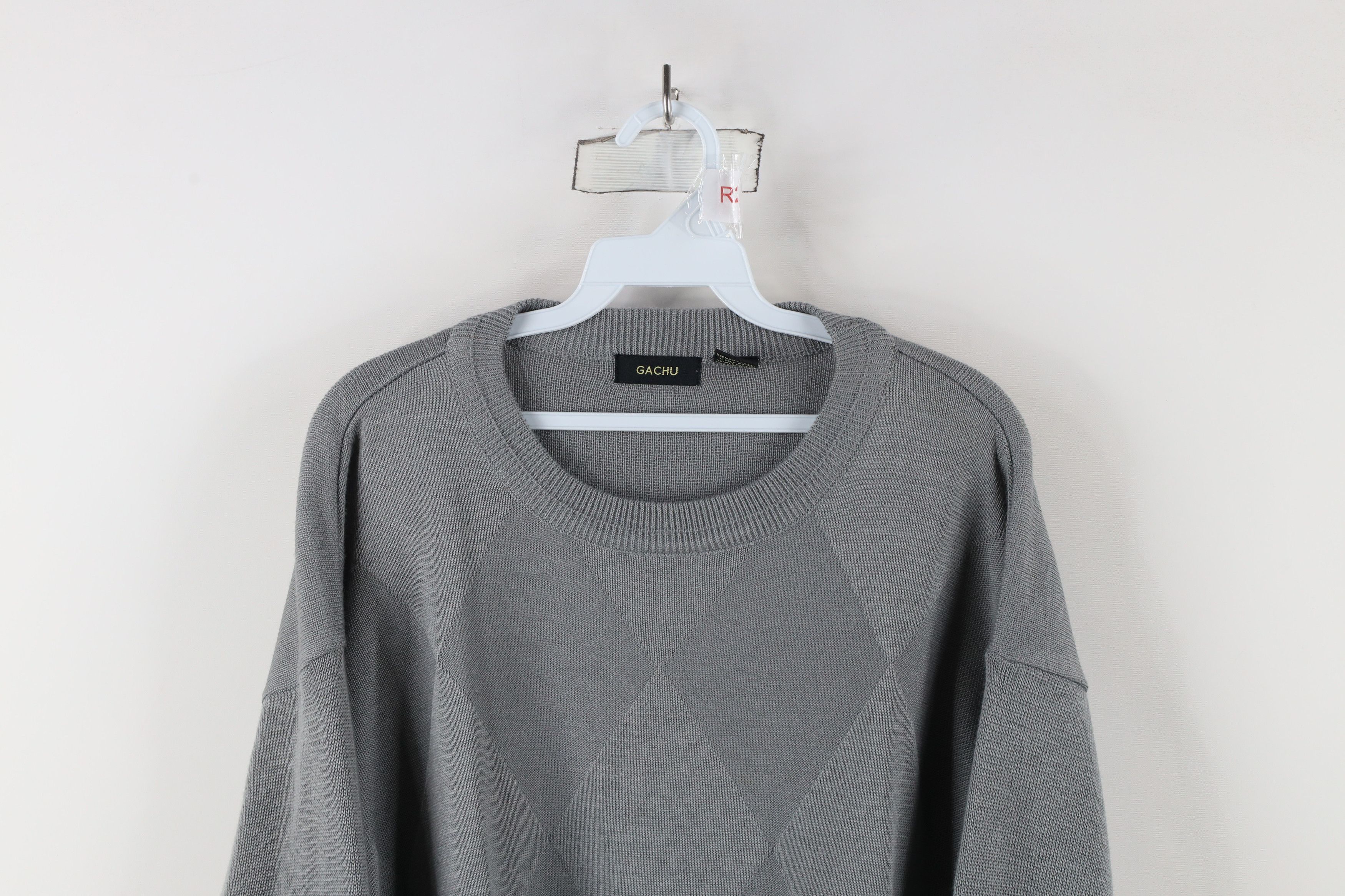 Vintage Vintage 90s Streetwear Argyle Knit Crewneck Sweater Gray Size US XXL / EU 58 / 5 - 2 Thumbnail