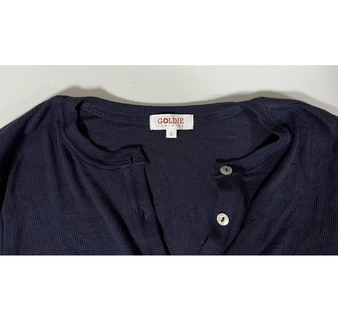 Golden Denim Goldie Navy Blue Solid Henley T-Shirt Top Blouse Tee Size S💙 Size S / US 4 / IT 40 - 3 Thumbnail