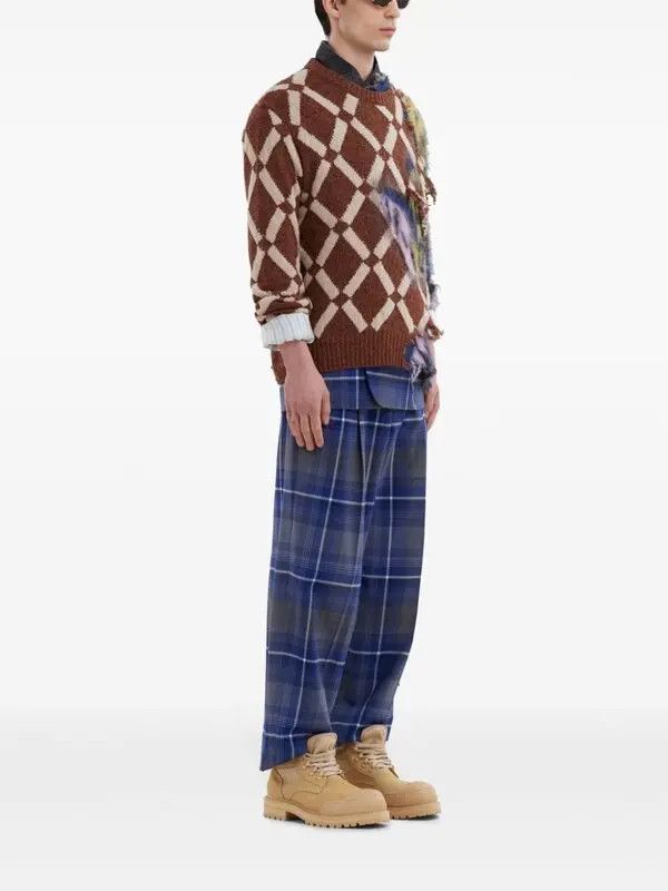 Marni o1w1db11125 Plaid Tapered Trousers in Blue Size US 32 / EU 48 - 2 Thumbnail