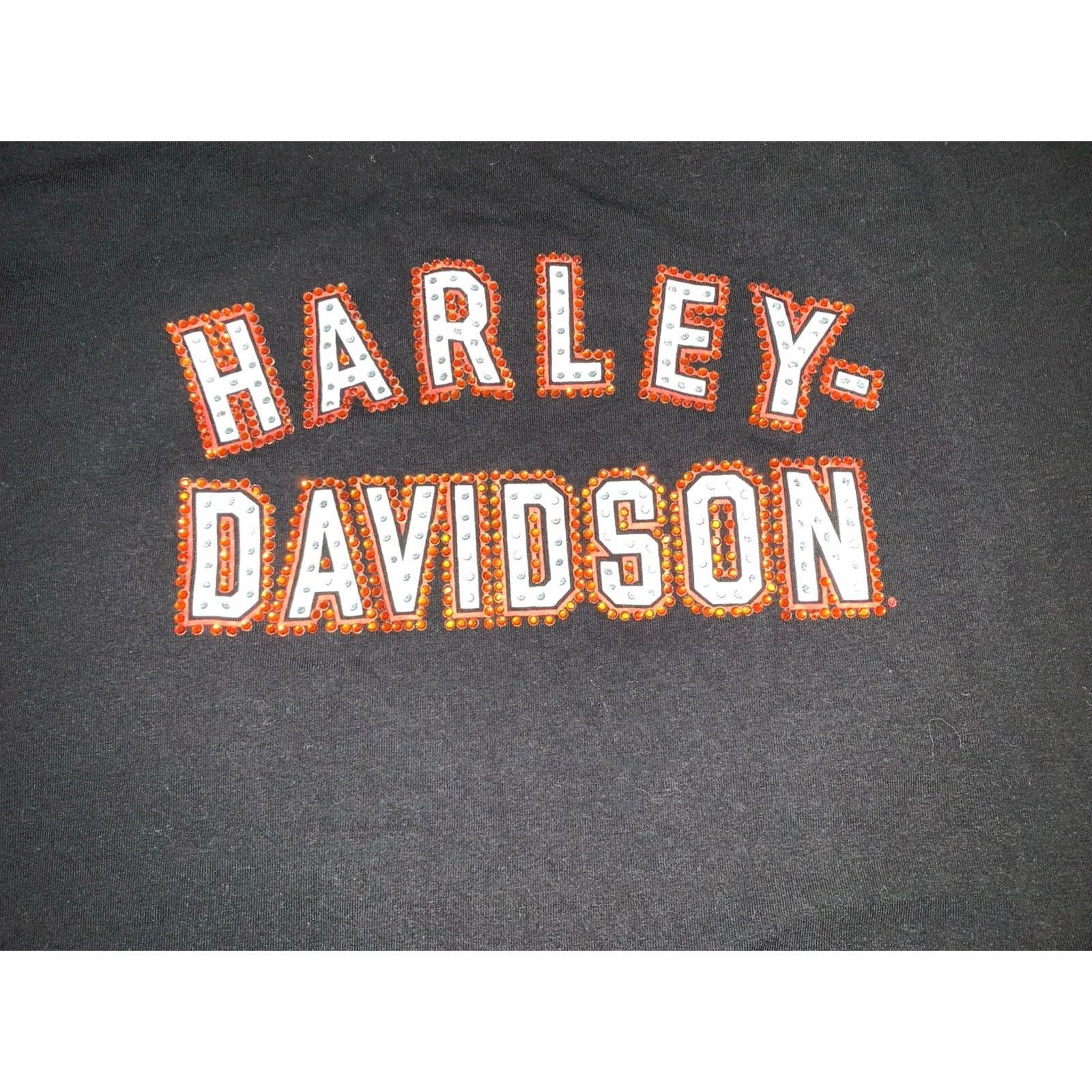 Harley Davidson Harley-Davidson T-Shirt Harley-Davidson Logo Rhinestone Short Sleeve Black XL Women Slim Regular Cotton Knit Size XL / US 12-14 / IT 48-50 - 2 Thumbnail