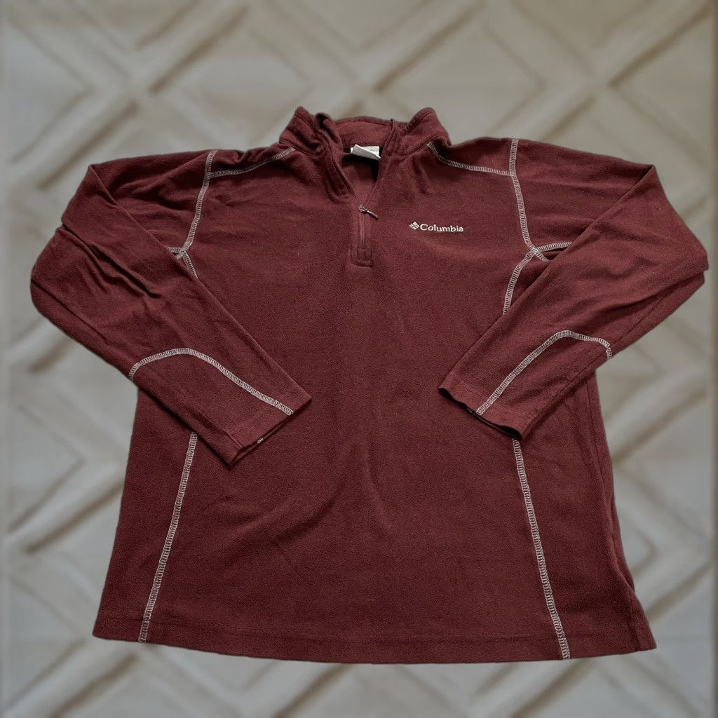 Vintage Columbia Sweatshirt Women Small Maroon Fleece 1/4 Zip High Neck Pullover Outdoor Size S / US 4 / IT 40 - 1 Thumbnail