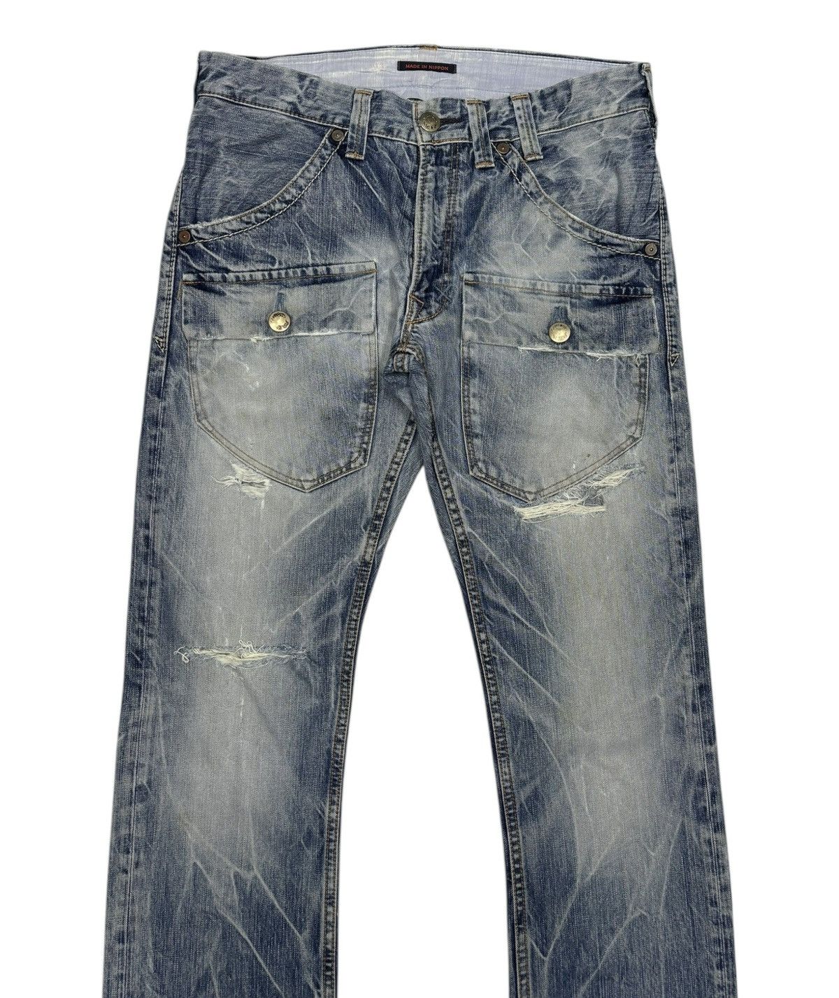 Hysteric Glamour × Japanese Brand × Kapital 🔥BLUE WAY Distressed Denim Union Made Ripped Jeans Size US 32 / EU 48 - 3 Thumbnail