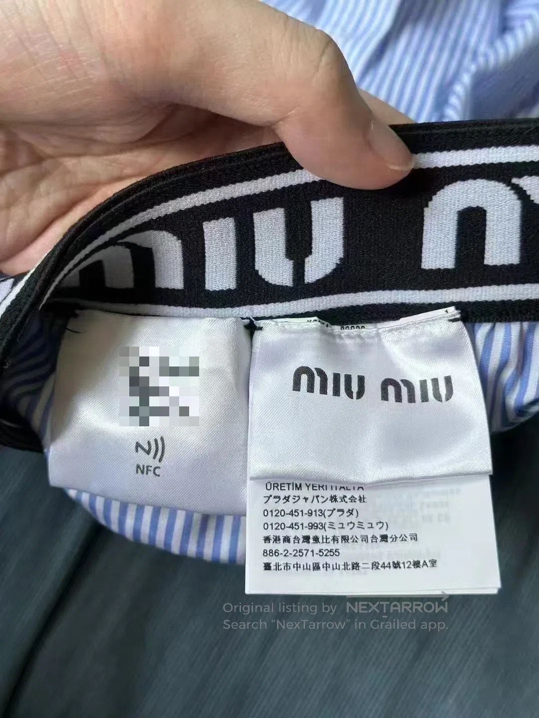 Miu Miu Miu Miu Blue and White Striped Shorts| Size 35" - 4 Thumbnail