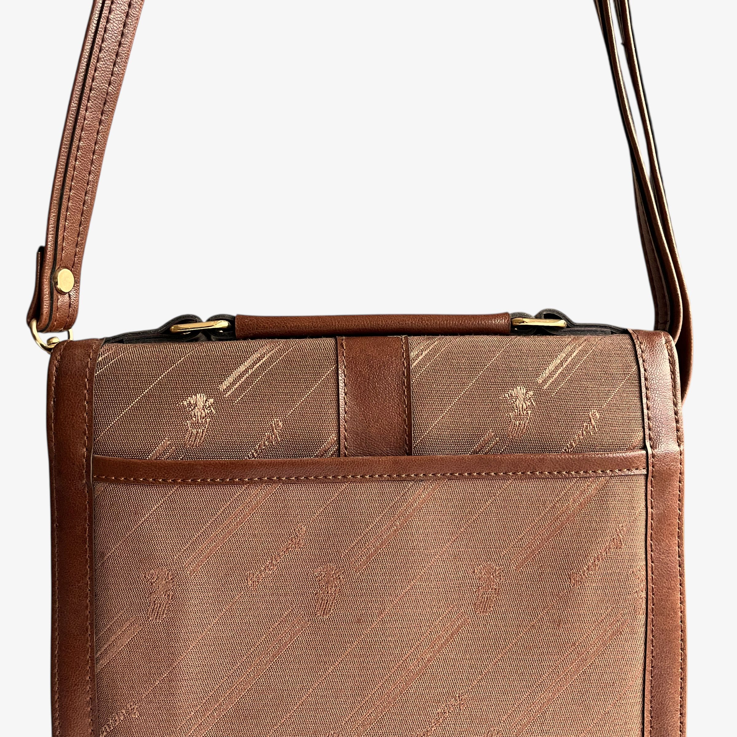 Other Vintage 1970s Knight Monogram Print Leather Messenger Bag Size ONE SIZE - 7 Thumbnail