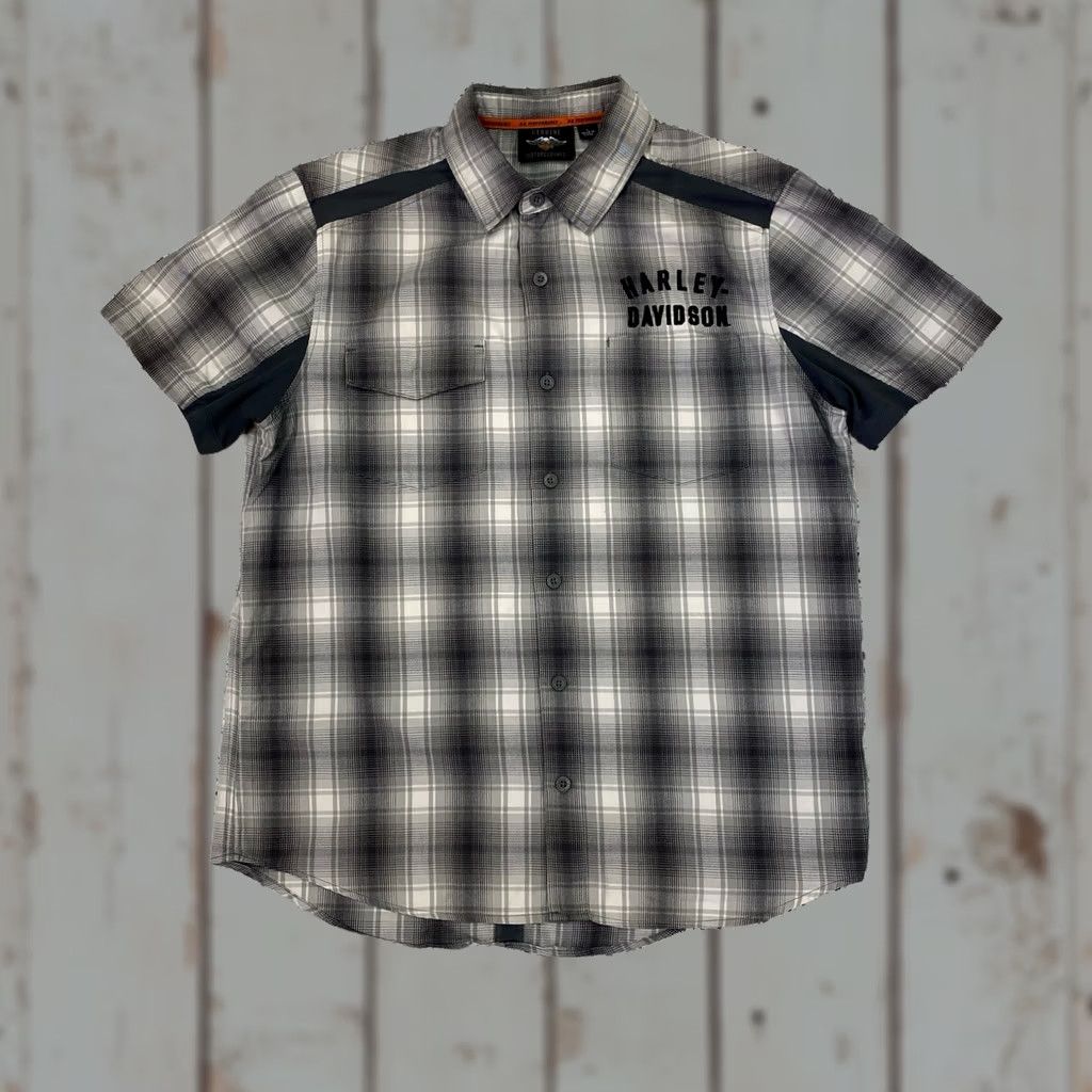Harley Davidson VINTAGE Harley-Davidson Shirt Mens Large Gray Plaid Y2K Button Up Size US L / EU 52-54 / 3 - 1 Thumbnail