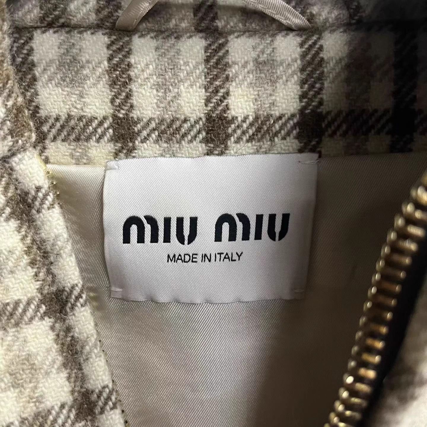 Miu Miu MIU MIU Cocoa Brown Check Logo Embroidery Jacket Size S / US 4 / IT 40 - 3 Thumbnail