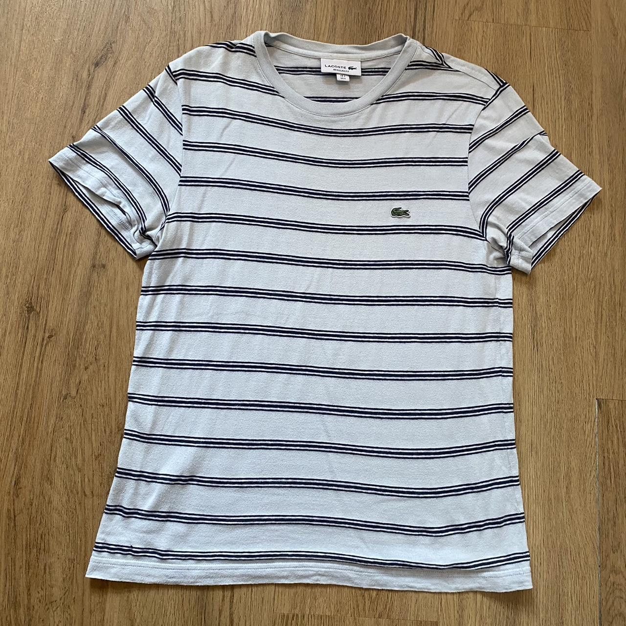 Lacoste White and blue Lacoste striped short sleeve T-shirt Size US S / EU 44-46 / 1 - 1 Thumbnail