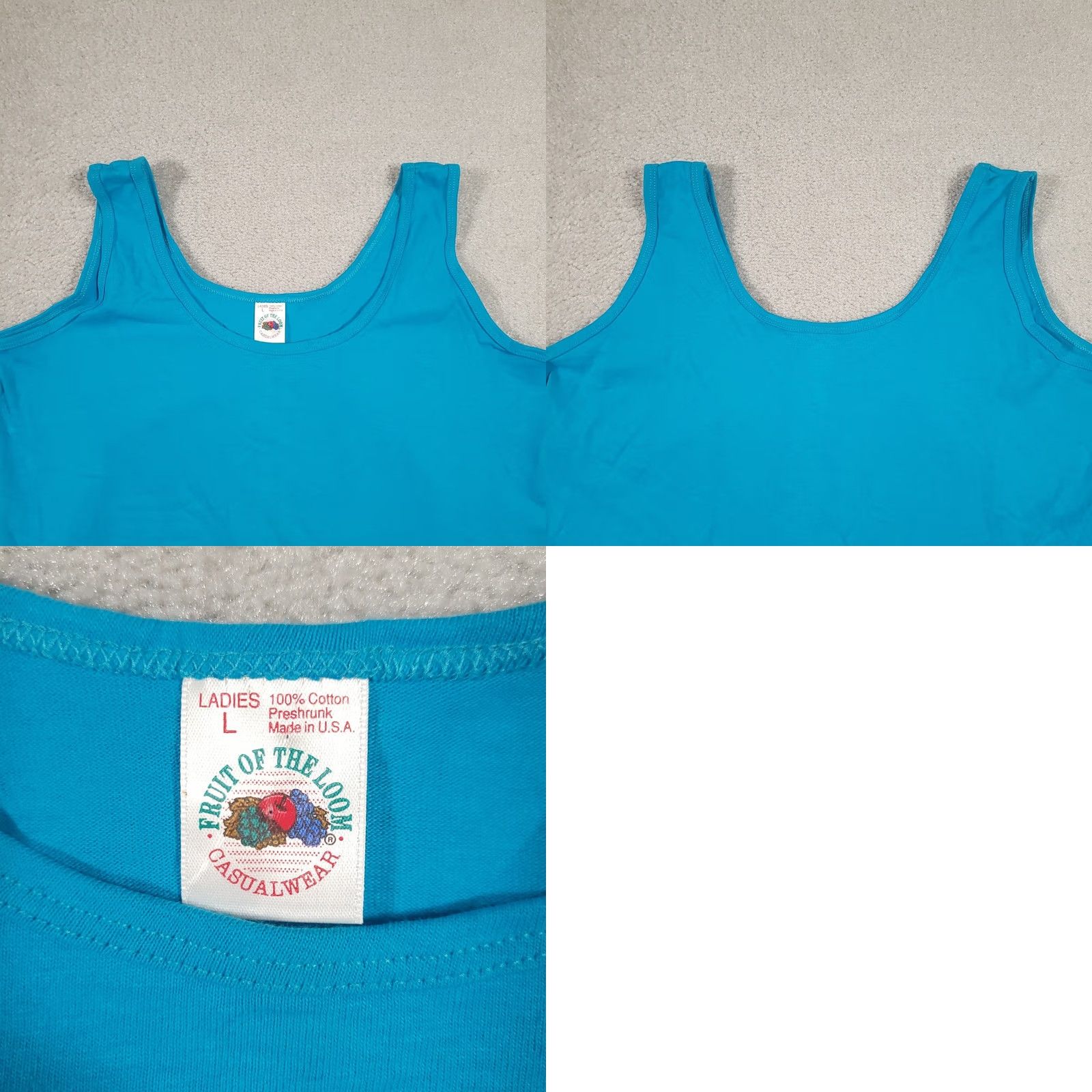 Fruit Of The Loom VINTAGE Fruit of the Loom Tank Top Blue 100% Cotton Large USA Women’s 90s 80s Tank Shirt Sleeveless Knit Crew Neck T-Shirt Size L / US 10 / IT 46 - 8 Thumbnail