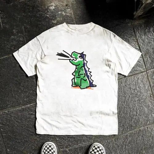 Japanese Brand × Vintage White casual washed vintage dinosaur pattern cotton t-shirt Size US M / EU 48-50 / 2 - 3 Thumbnail