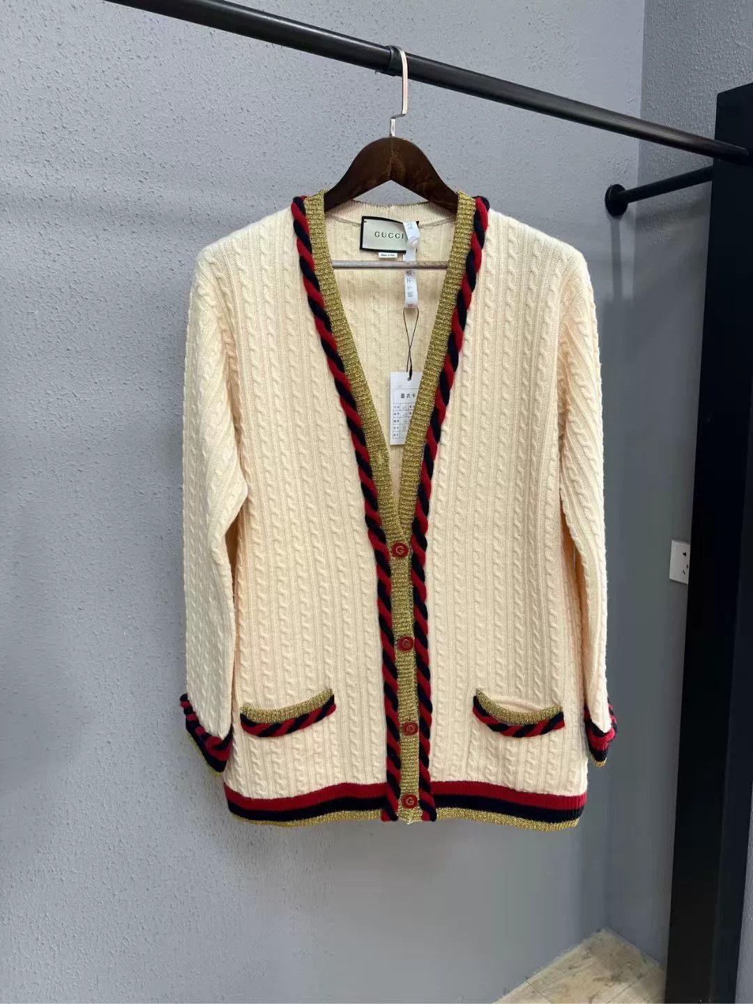 Gucci Gucci Cream Cable Knit Long Cardigan Size M / US 6-8 / IT 42-44 - 1 Thumbnail