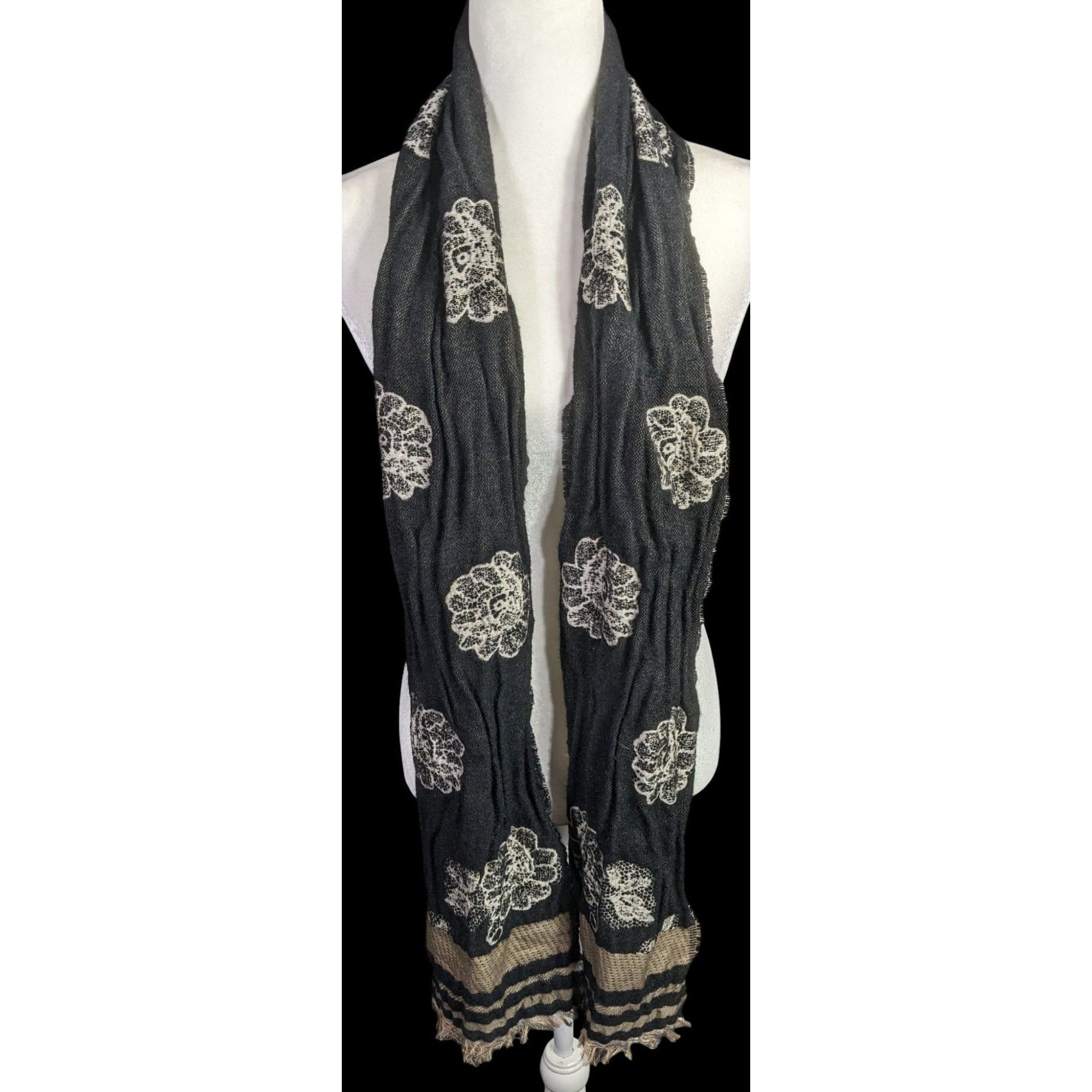 Other Vintage Guillaume De Mon Paris Black Floral Scarf Made In Fr Size ONE SIZE - 2 Thumbnail
