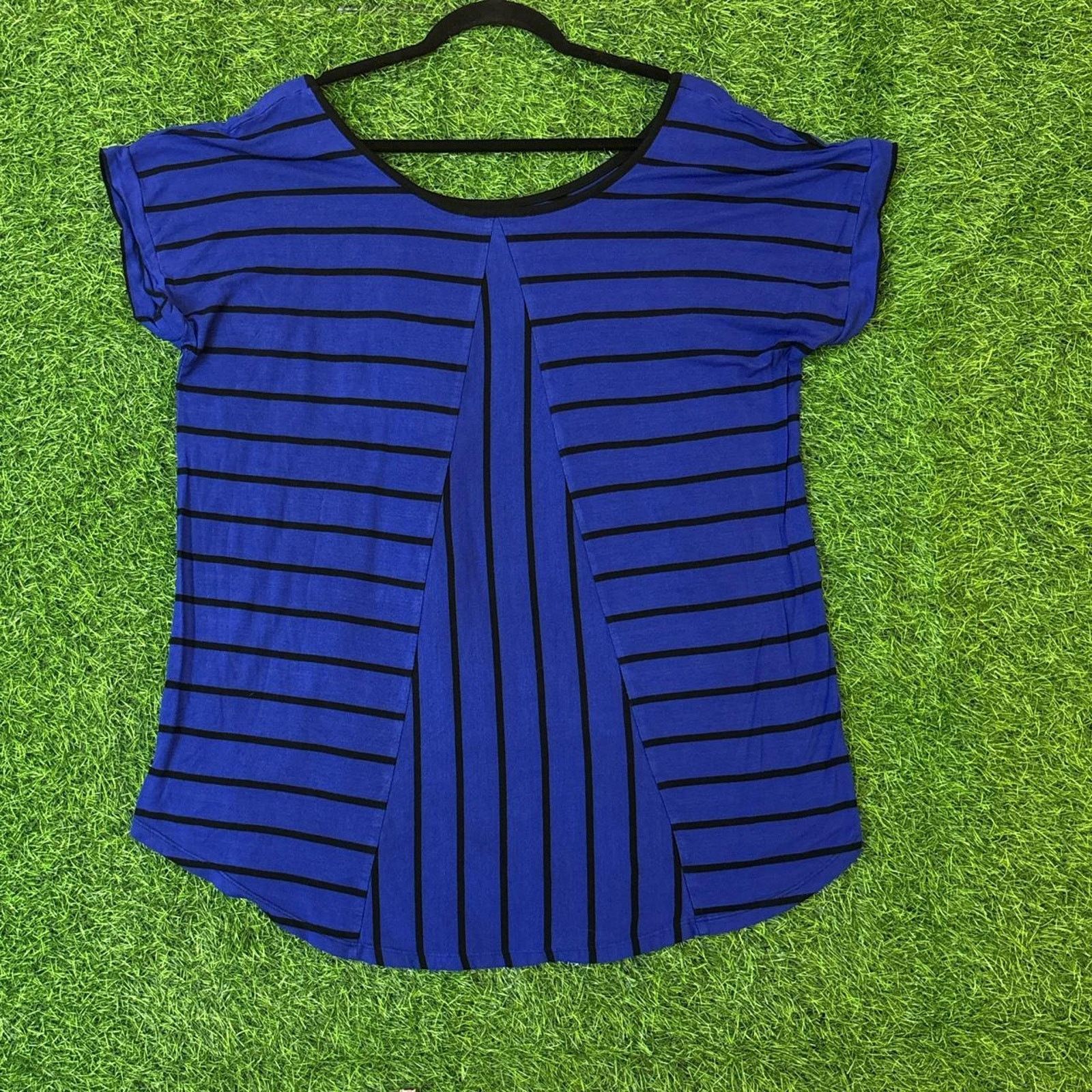 Other Women's Blue/Black Striped Cable & Gauge Tee Size L / US 10 / IT 46 - 2 Thumbnail