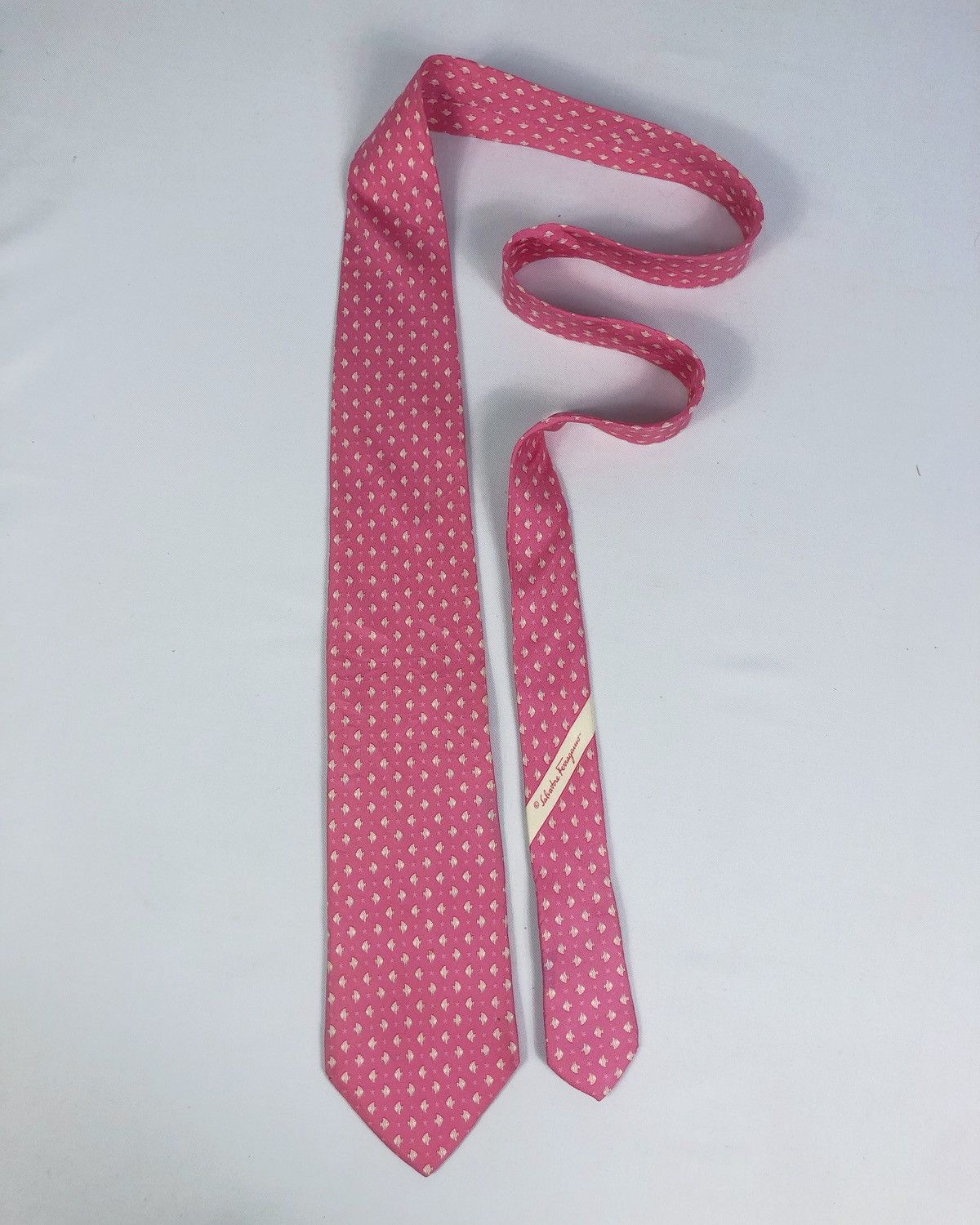 Salvatore Ferragamo Rare Vintage Salvatore Ferragamo Fish Motive Silk Tie Size ONE SIZE - 2 Thumbnail