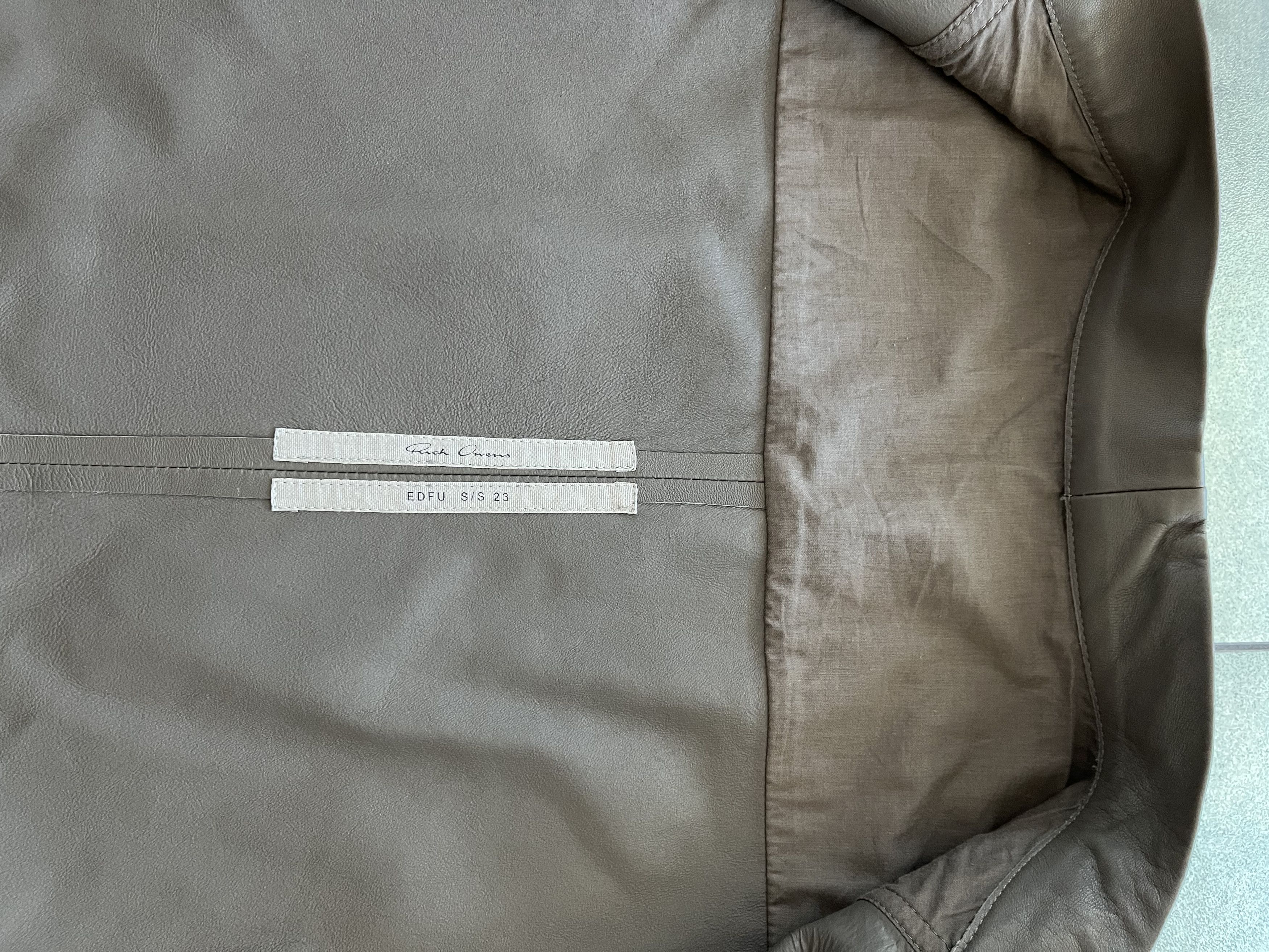 Rick Owens Rick Owens EDFU SS23 Gray Dust Faun Leather Jacket Size US M / EU 48-50 / 2 - 12 Thumbnail