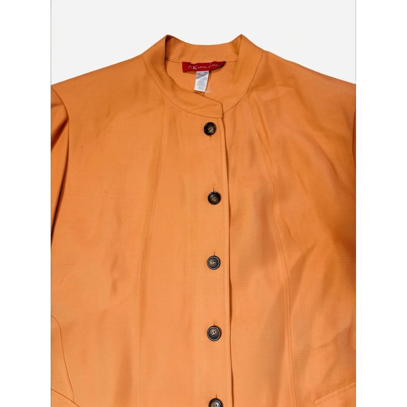 Anne Klein New Anne Klein Linen Orange Mandarin Collar Button Jacket S Size 4XL / US 24-26 - 4 Thumbnail