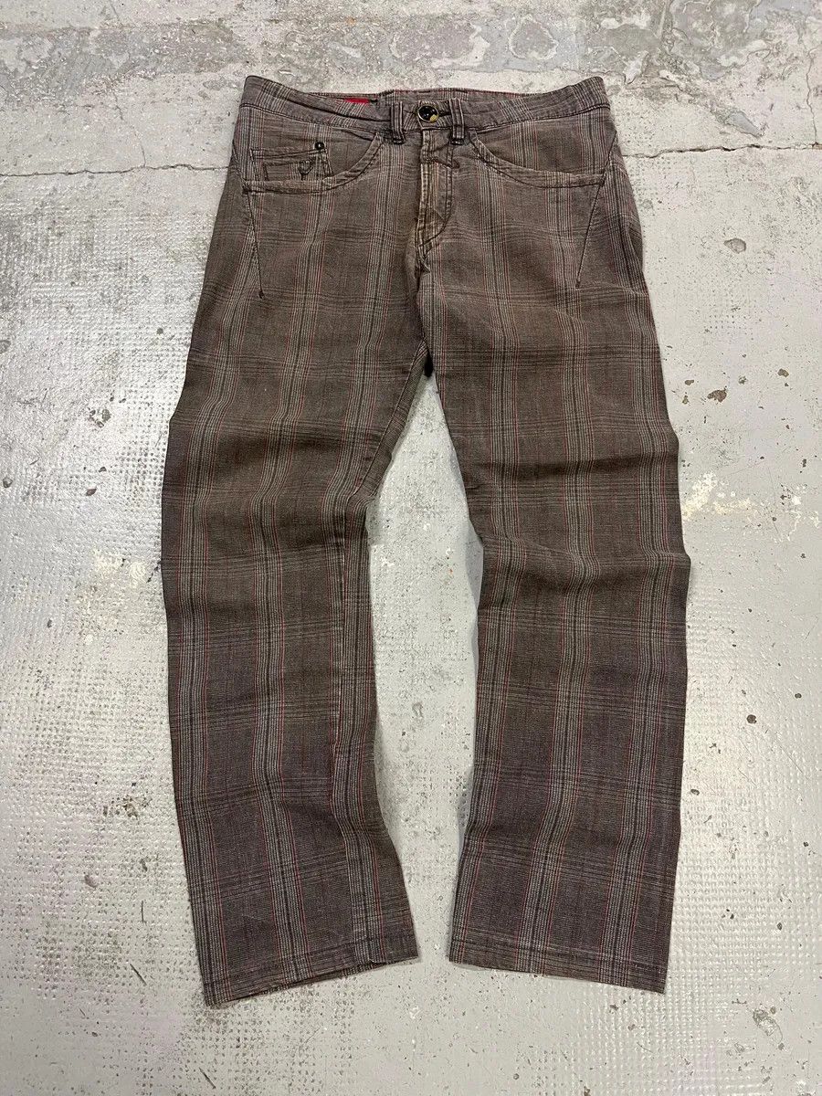 Marithe + Francois Girbaud 2000s Marithé + François Girbaud Grey & Brown Houndstooth Cozy Pants Size US 30 / EU 46 - 1 Thumbnail