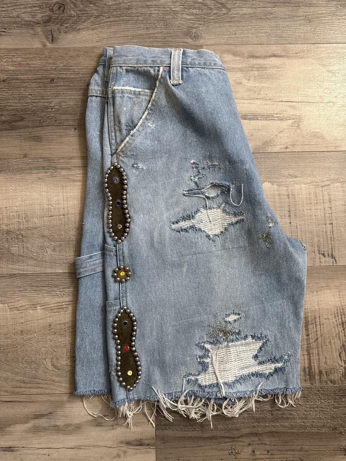 Japanese Brand Kapital Inspired Studded Work Shorts Size US 32 / EU 48 - 3 Thumbnail