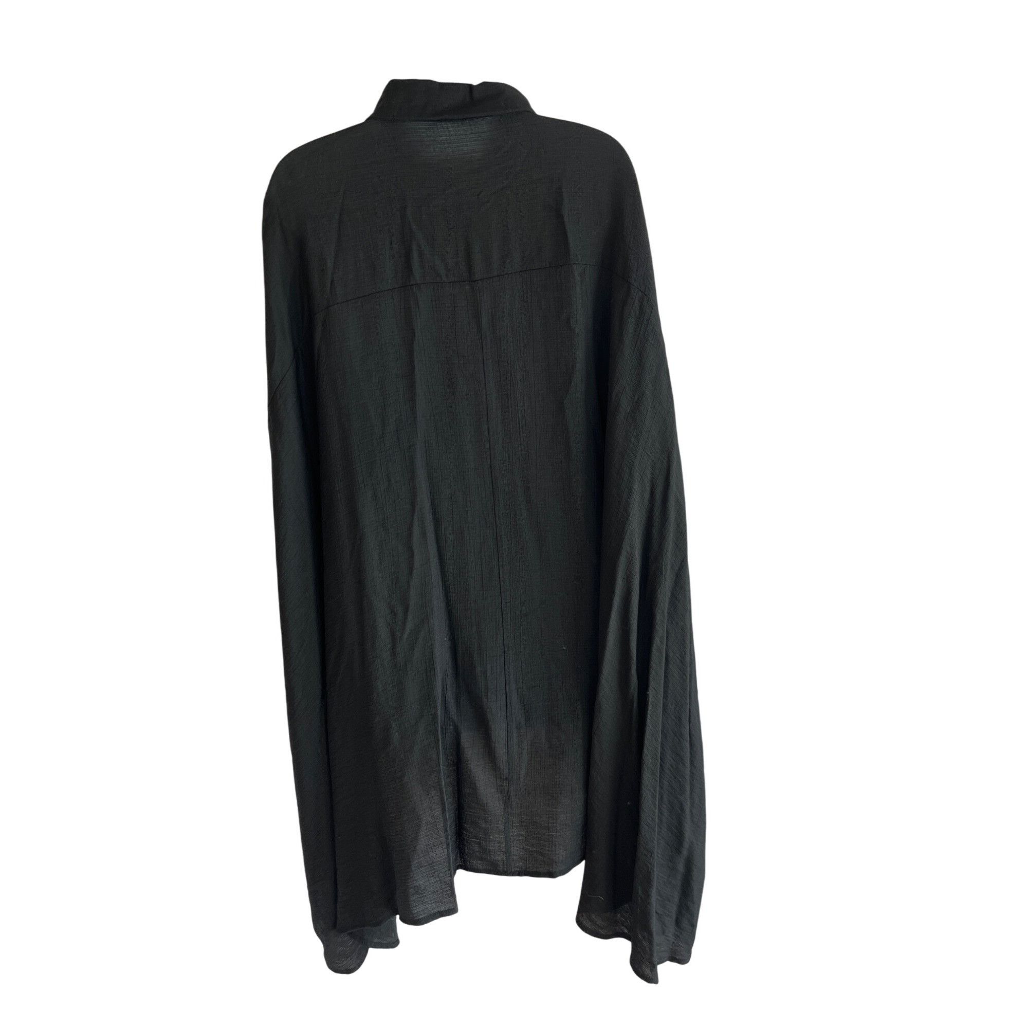 Vintage Striking Black Oversized Button-Up Blouse W/ Unique Draped S Size M / US 6-8 / IT 42-44 - 2 Thumbnail