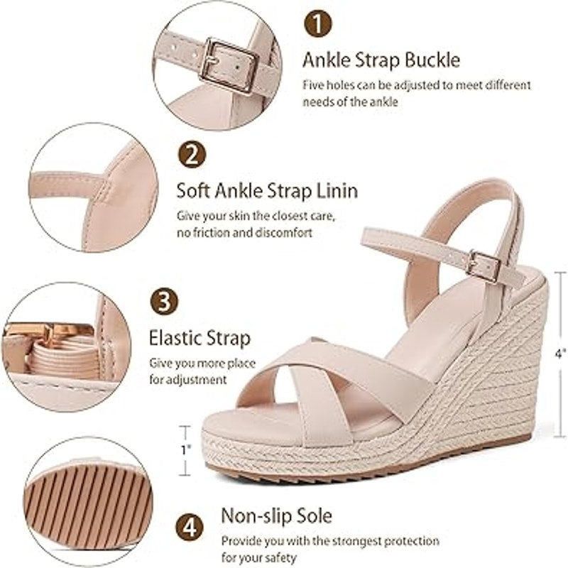Other New Mikarka Women's Size 8.5 Tan Wedge Espadrille Sandals Size US 8.5 / IT 38.5 - 2 Thumbnail