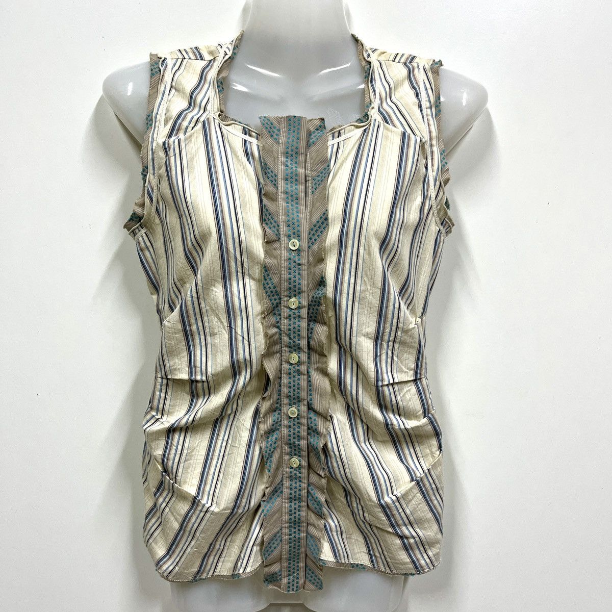 Marithe + Francois Girbaud Marithe Francois Girbaud Sleeveless Pleated Button Up Size S / US 4 / IT 40 - 2 Thumbnail