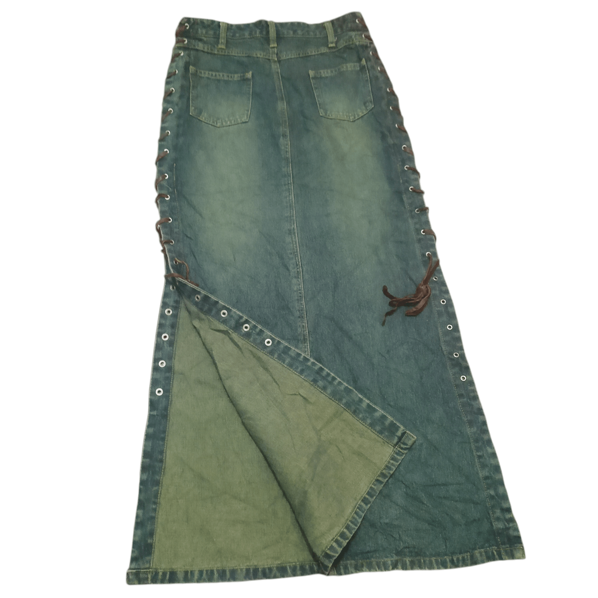 If Six Was Nine Japanese Denim Skirts ifsixwasnine style Lace up design Size 26" / US 2 / IT 38 - 12 Thumbnail