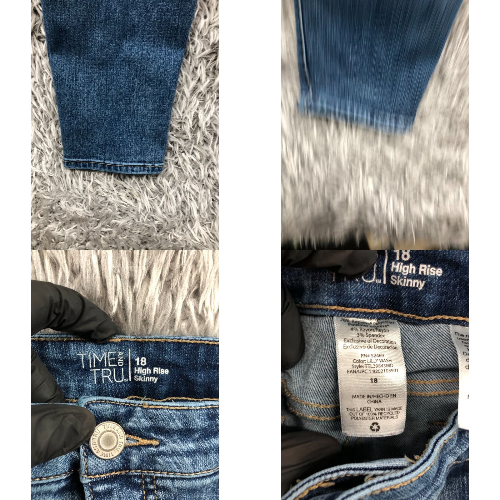 Vintage Time and TRU High Rise Skinny Jeans Plus Size 18 Womens Medium Wash Blue Denim 5-Pocket Design Zip Button Zipper Belt Loops Cotton Vintage No Size 40" / US 18 - 9 Thumbnail