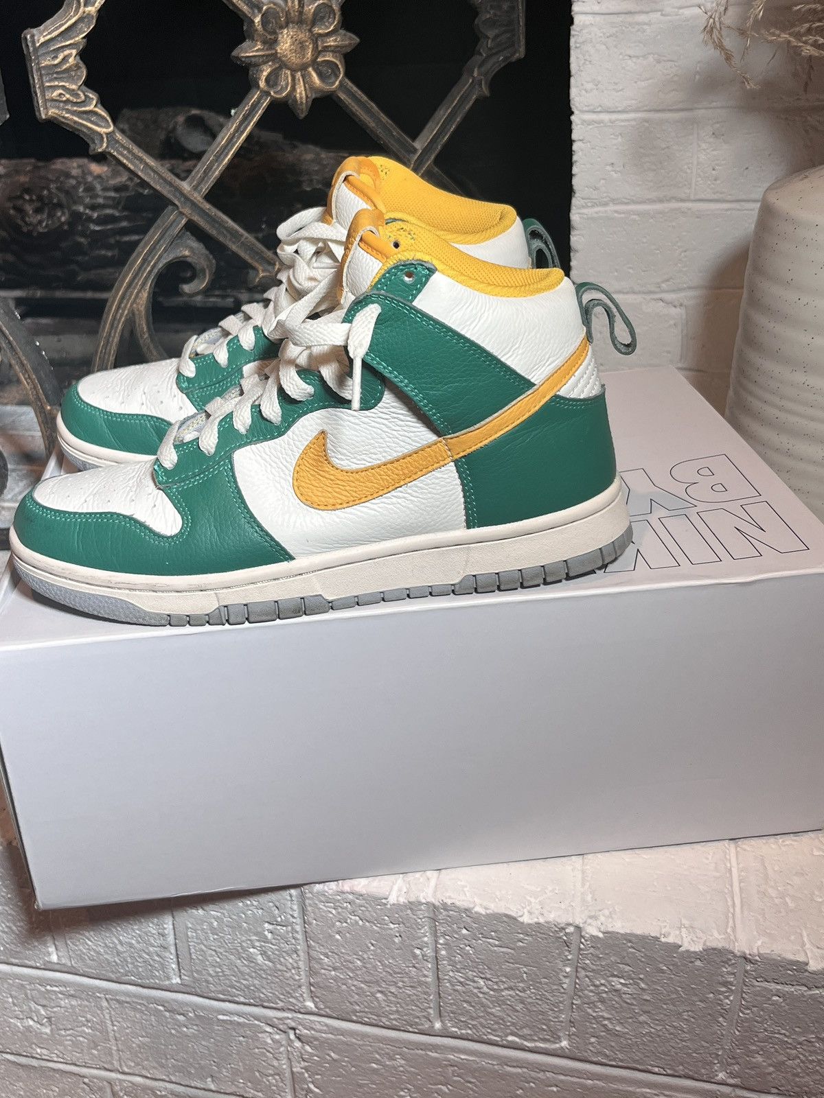 Nike Nike Dunk High “Nike By You” Custom Green Yellow – Size 8 Size US 8 / IT 38 - 2 Thumbnail