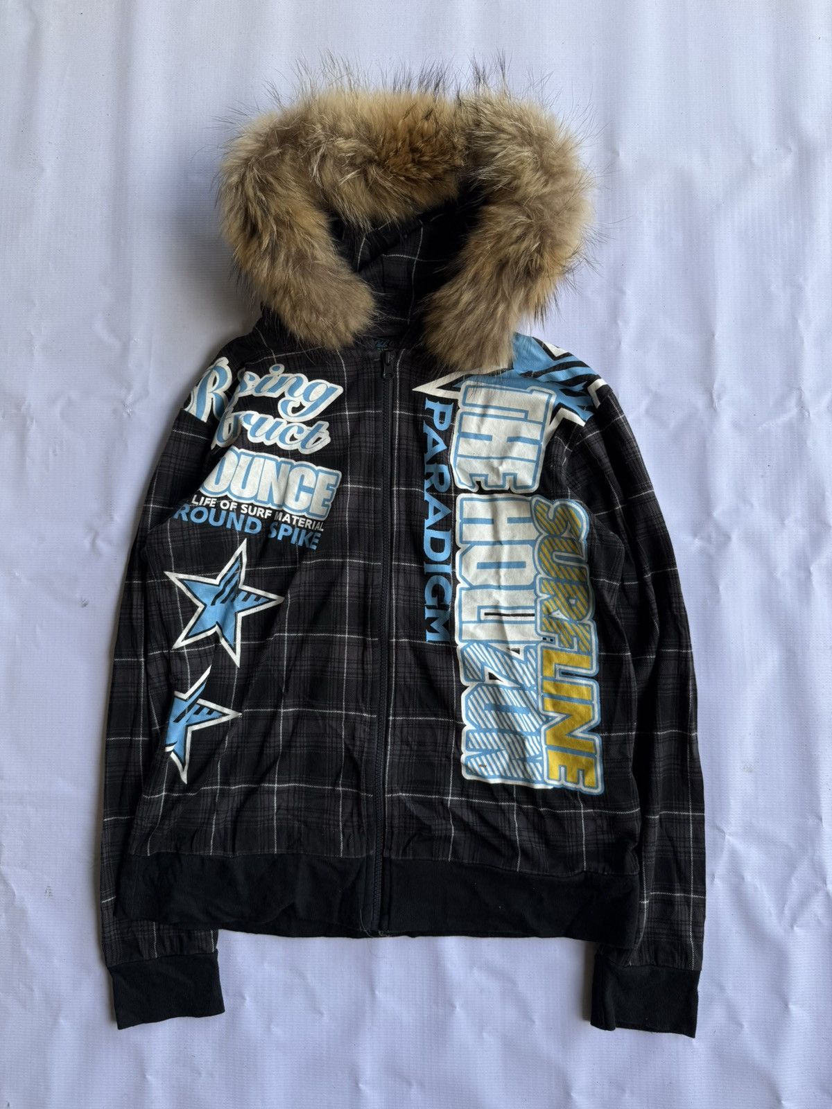 Hysteric Glamour Oblo design fur hoodie plaid poem styled Ifsixwasnine lgb Size US L / EU 52-54 / 3 - 1 Thumbnail