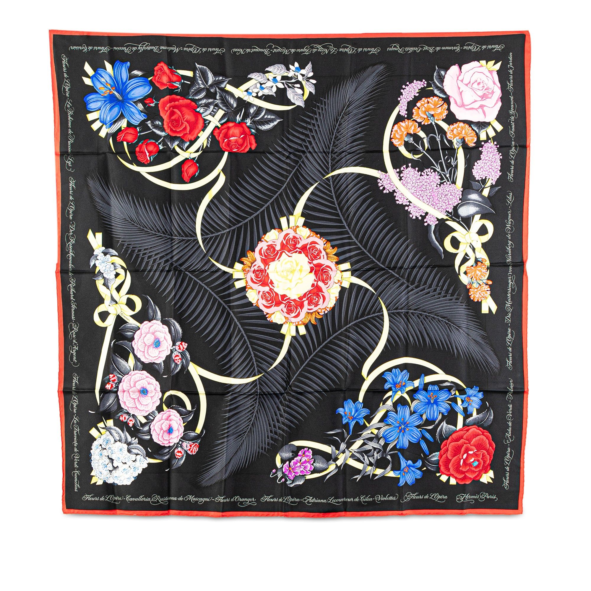 Hermes Hermès Fleurs de L'Opera Silk Scarf Black Size ONE SIZE - 1 Thumbnail