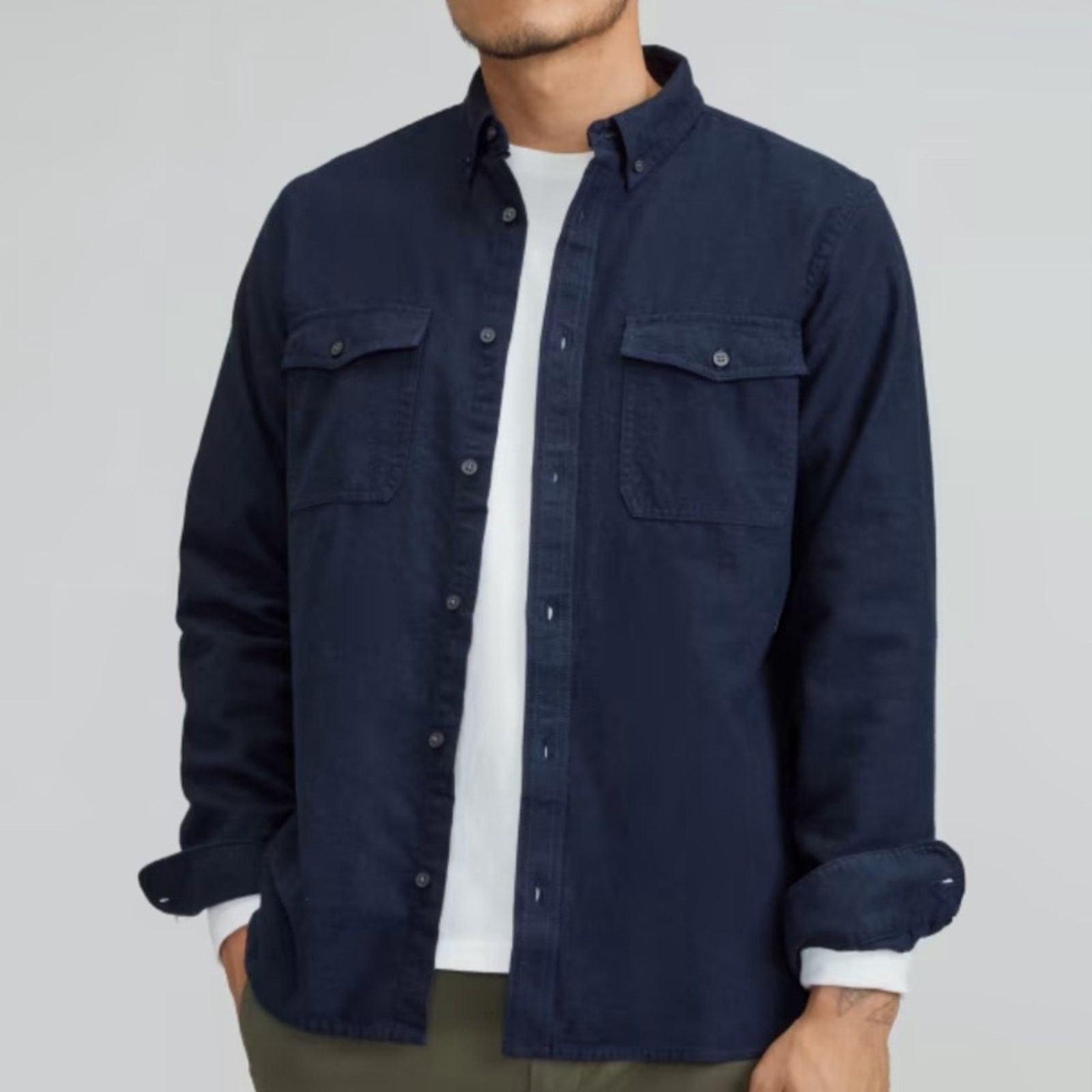 Everlane Everlane The Brushed Flannel Shirt - Heather Navy Size S Size US M / EU 48-50 / 2 - 1 Thumbnail