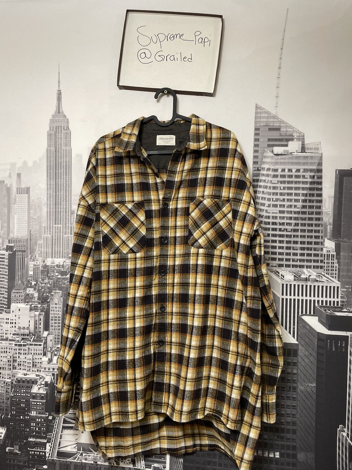 image of Essentials Fear Of God Fourth Collection L/s Flannel Yellow Size Large in Yellow Plaid, Men's