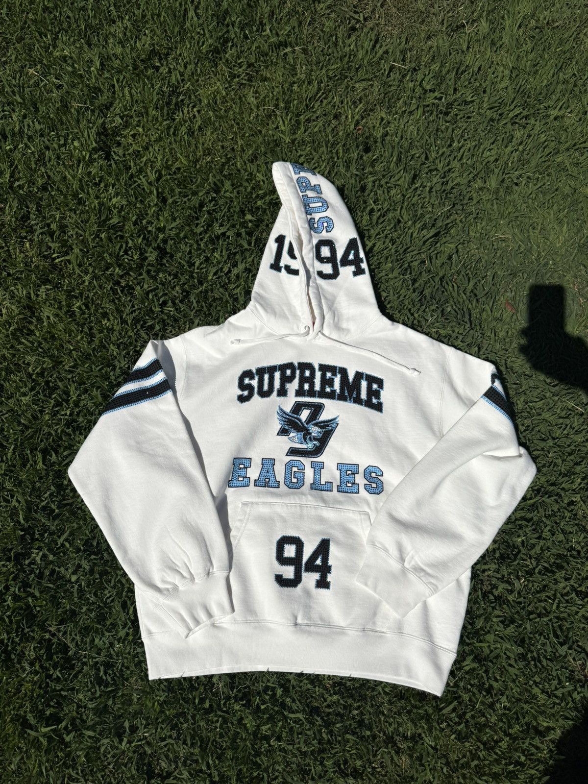Supreme Supreme Navy Rhinestone Eagle Hoodie FW26 | Grailed