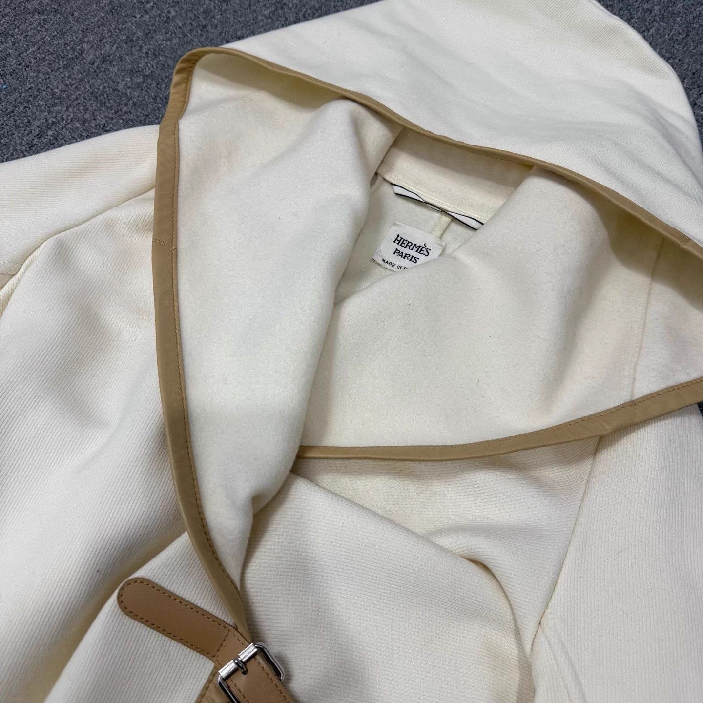 Hermes Hermes white colorblock leather wool overcoat 34 Unworn Size XS / US 0-2 / IT 36-38 - 3 Thumbnail