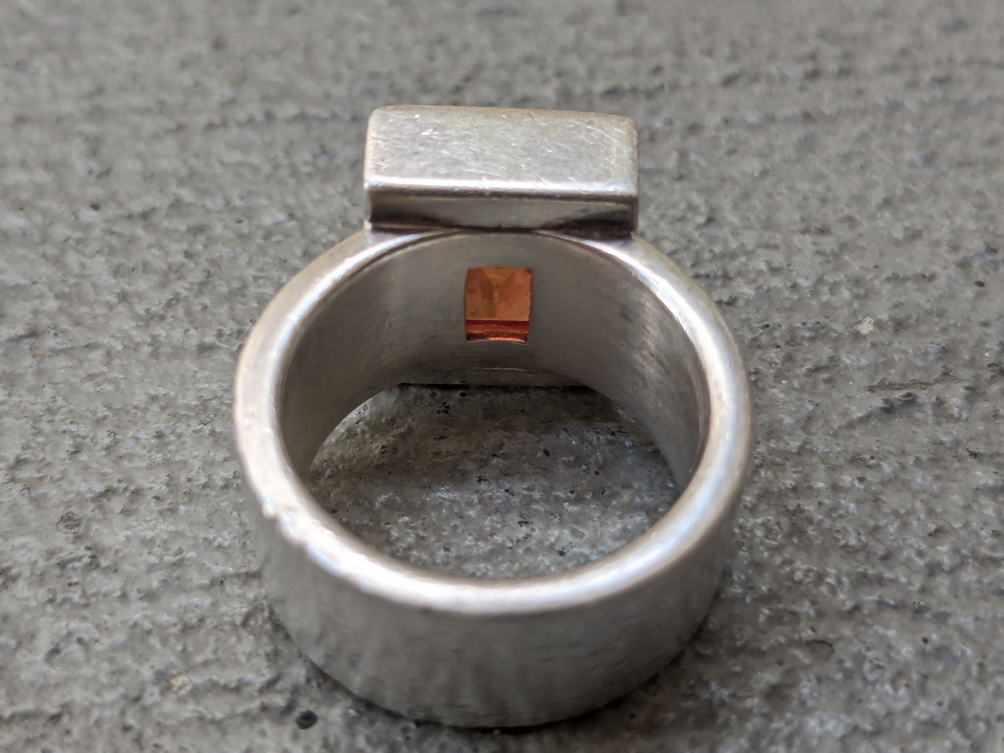 Other Vintage Sterling Silver Ring Orange Stone Modernist Size ONE SIZE - 12 Thumbnail