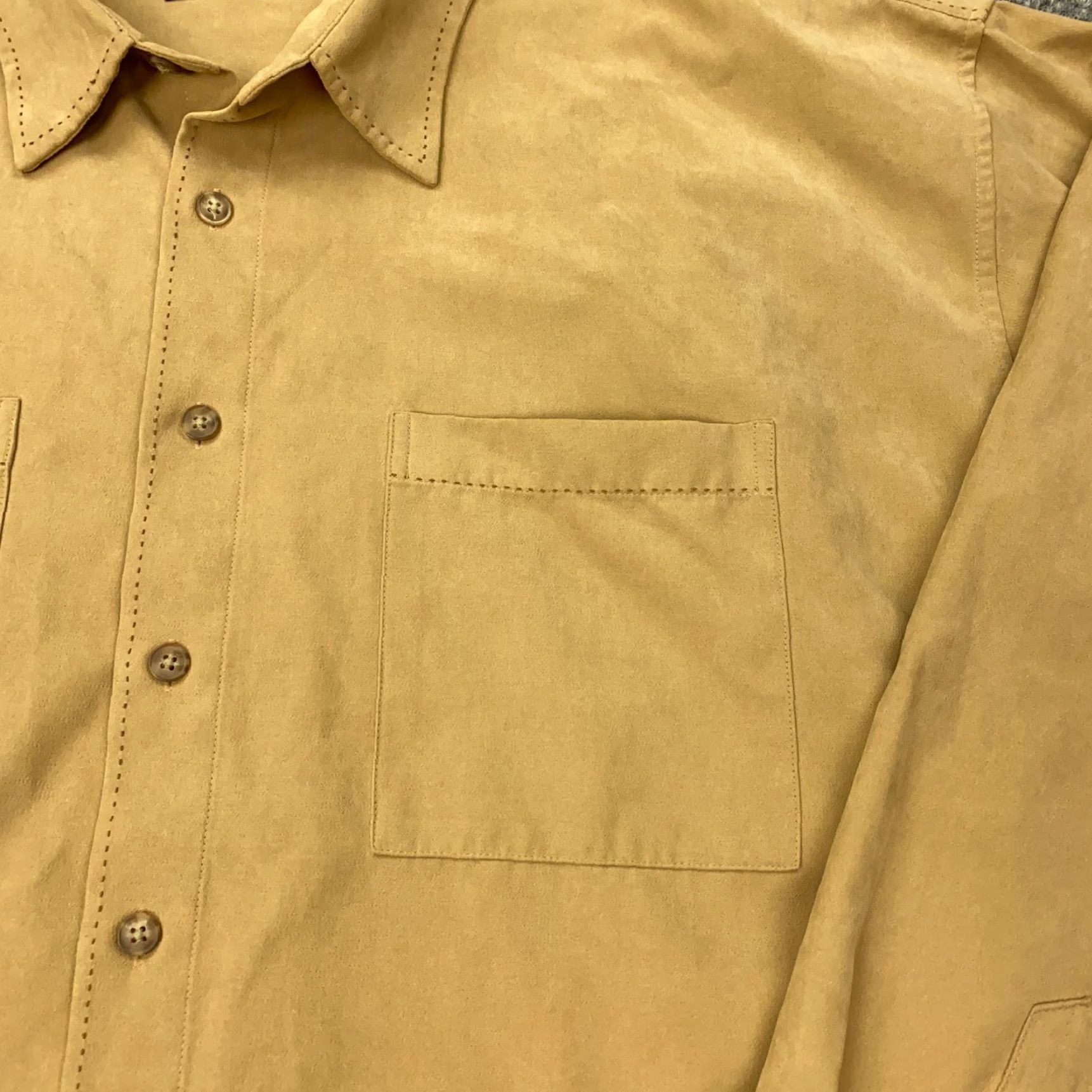 Perry Ellis Perry Ellis America Sueded Shirt Mens Big 2X Brown Polyester Blend Long Sleeve Button-Up Shirt Size US XXL / EU 58 / 5 - 3 Thumbnail