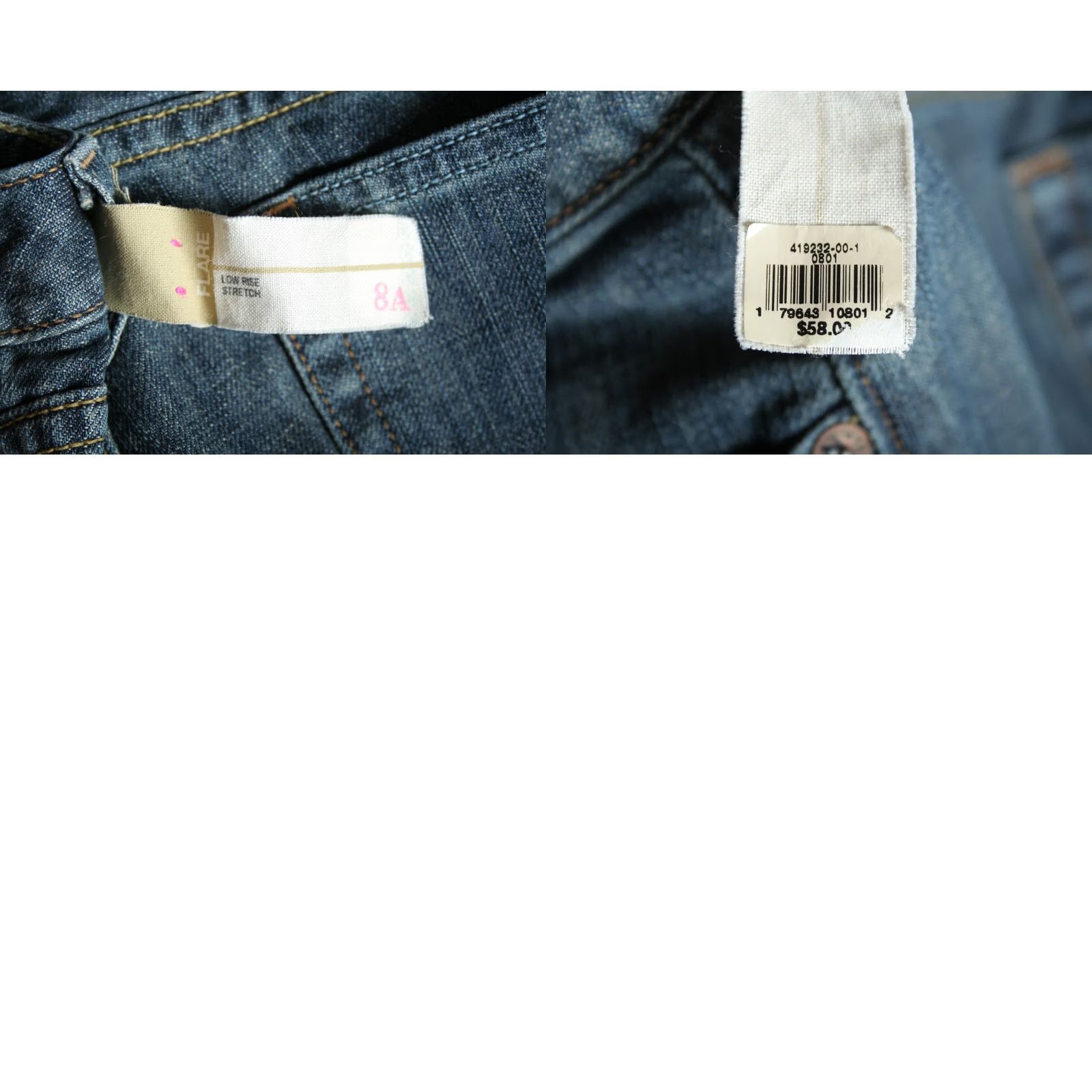 Gap VINTAGE GAP Blue Stretch Denim Low Rise Flare Leg Jeans Sz. 8 (32x31) Women Jeans Blue Flared 2007 Spring Womens Size 8 Slim Fit Tight Hosiery? Size 24" / US 00 / IT 34 - 8 Thumbnail