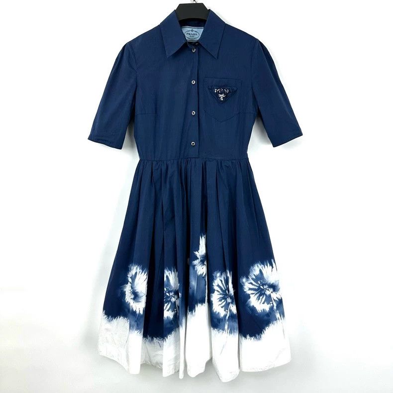 Prada Triangle tie-dyed printed dress