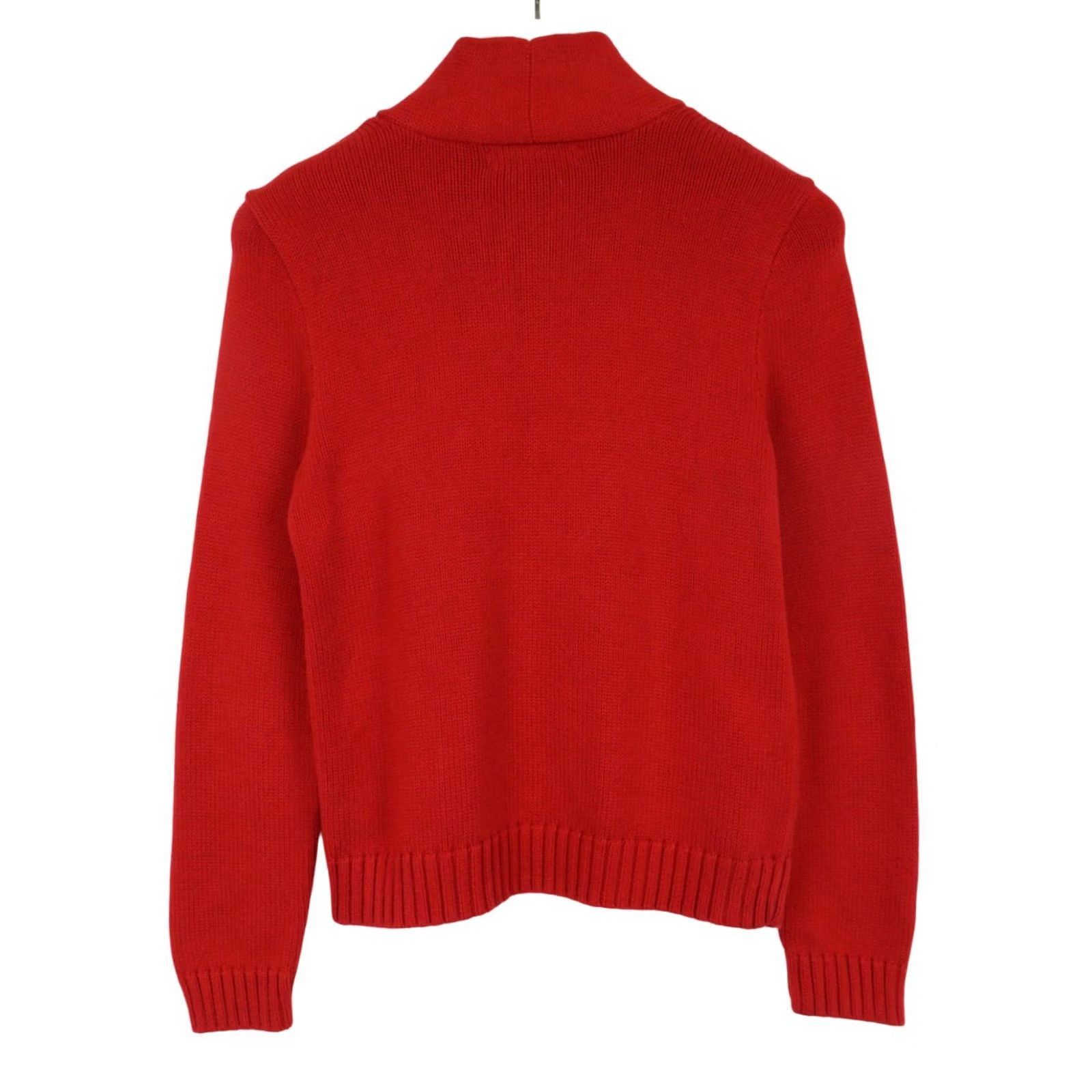 Ralph Lauren RALPH LAUREN Lauren Jumper Women's MEDIUM Red Rib Knitted Button Pure Cotton Size M / US 6-8 / IT 42-44 - 2 Thumbnail