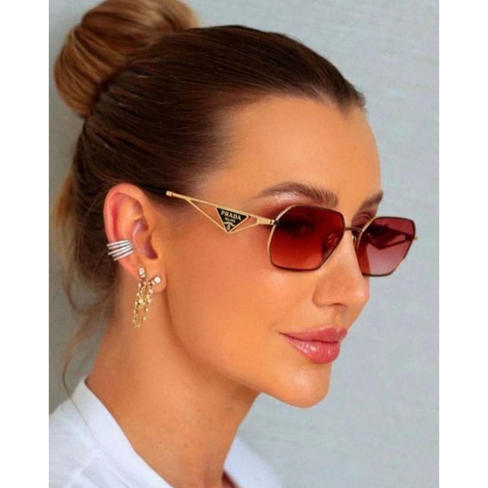 Prada NEW Prada PR A51S Sunglasses in Gold Pink $585 Size ONE SIZE - 1 Thumbnail