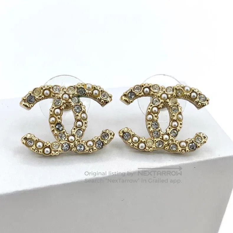 Chanel Chanel Gold double C diamond pearl earrings Size ONE SIZE - 3 Thumbnail