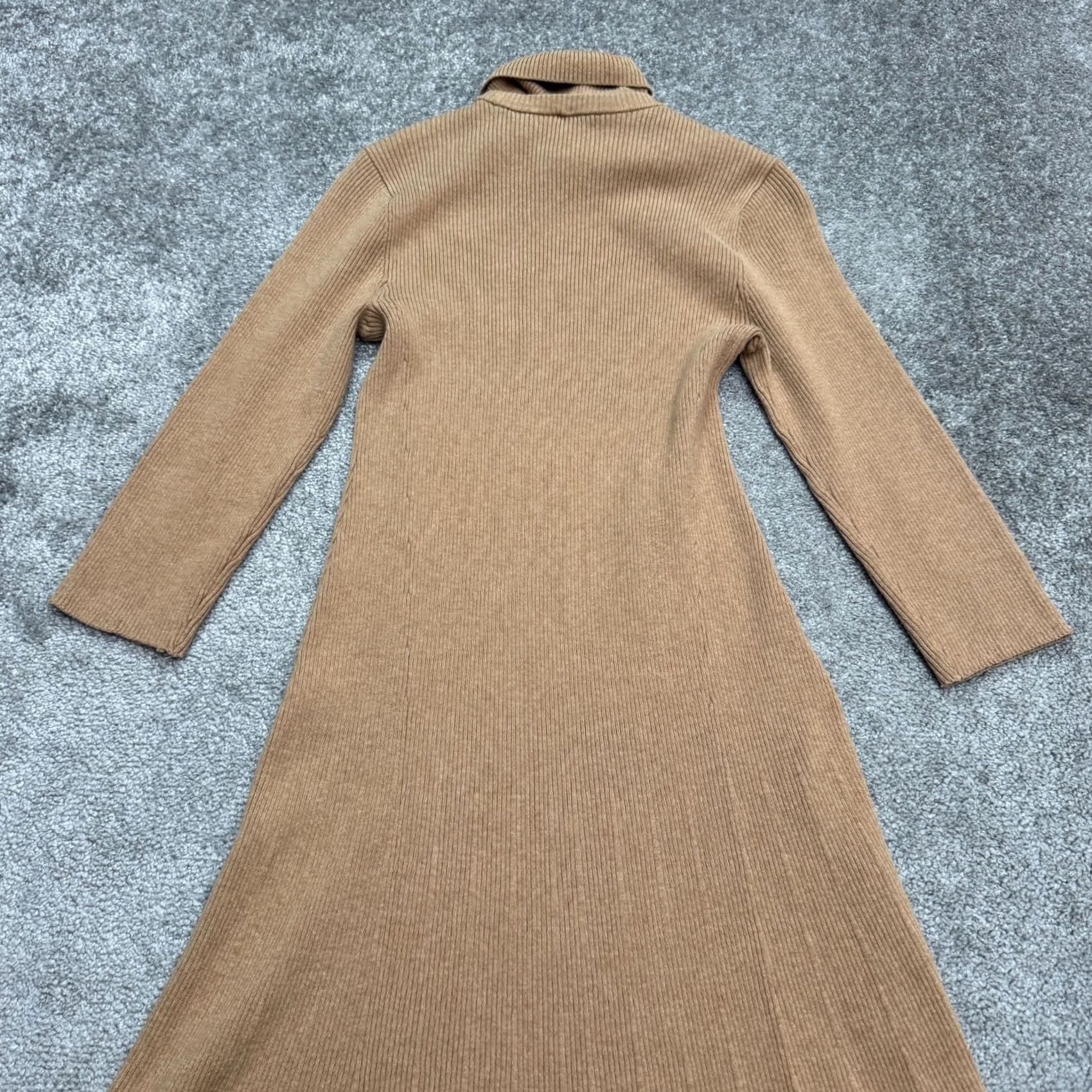 Vintage Saks Fifth Avenue Turtleneck A-Line Midi Sweater Dress Womens Small Camel Brown Size S / US 4 / IT 40 - 3 Thumbnail