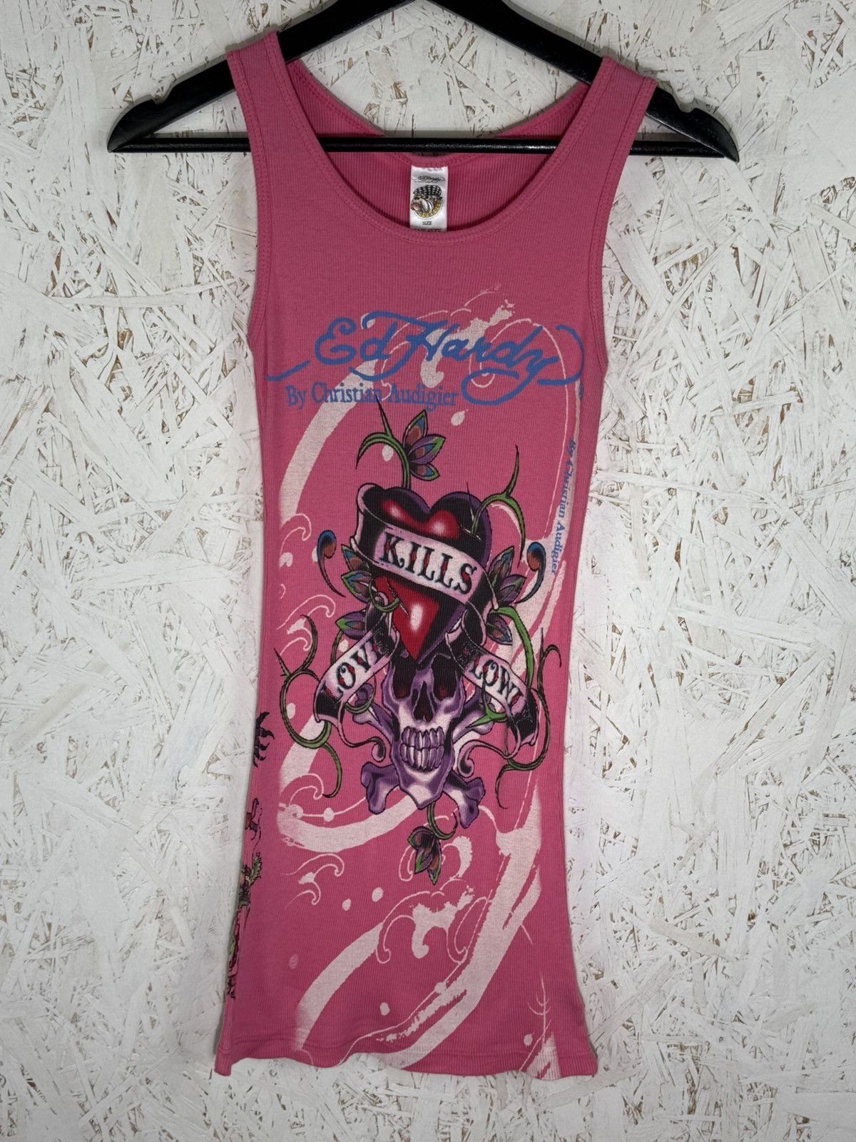 Ed Hardy BNWT Ed Hardy Audigier Love Kills Slowly Tank Top Pink Size M / US 6-8 / IT 42-44 - 2 Thumbnail