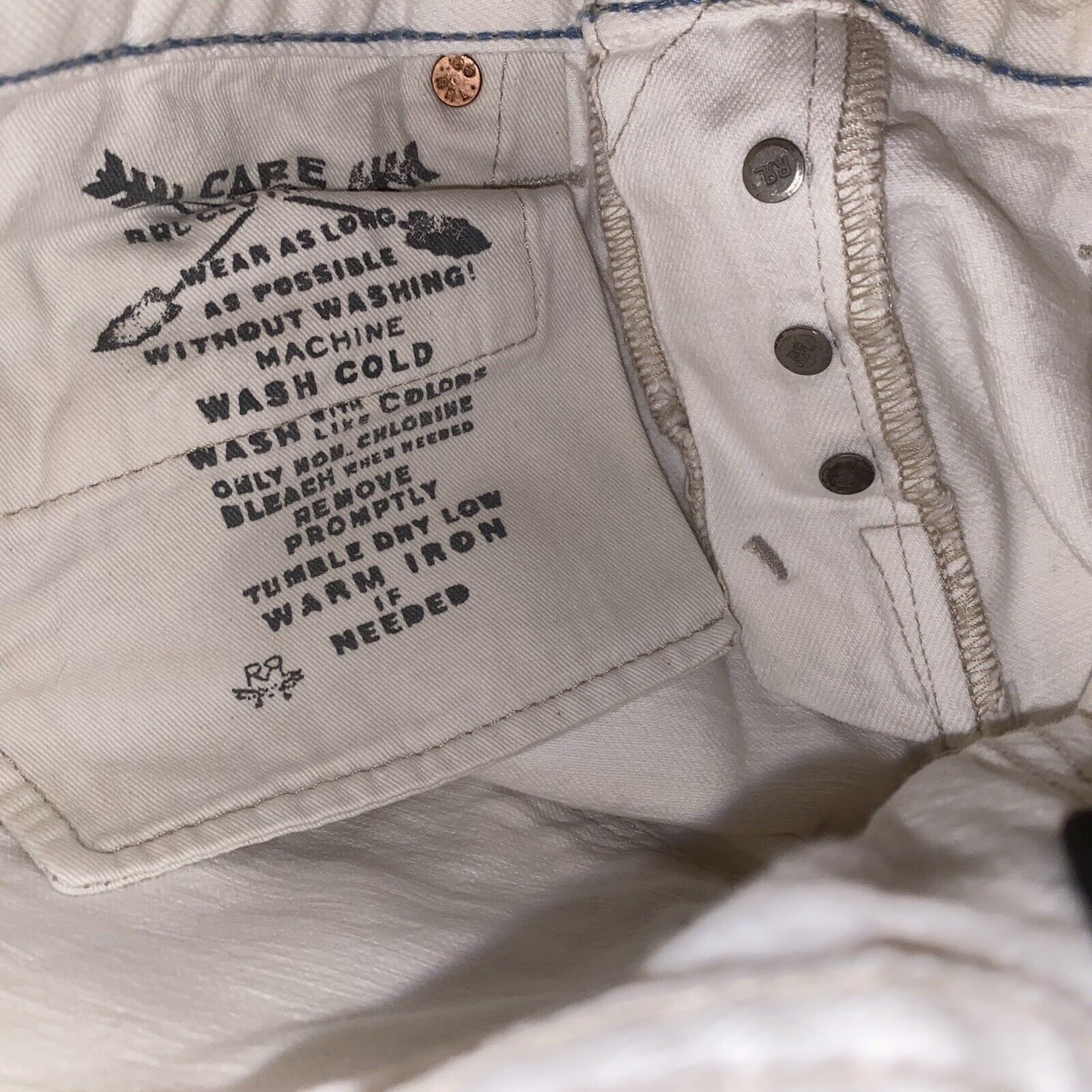RRL Ralph Lauren RRL Double Ralph Lauren Jeans Size 29x34 White Distressed Size US 29 - 7 Thumbnail