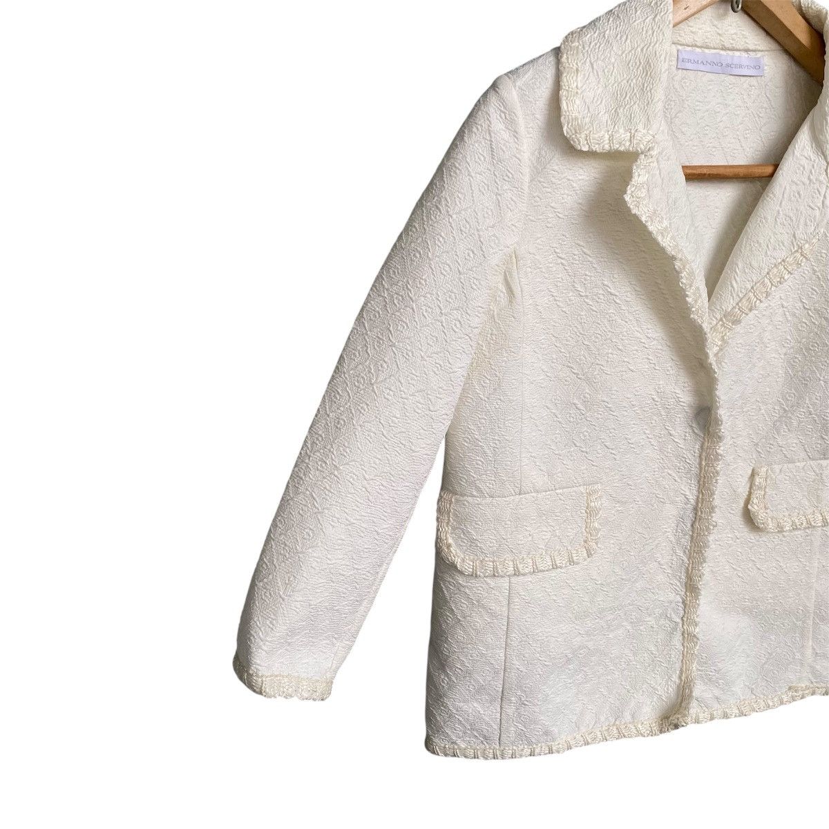 Ermanno Scervino Ermanno Scervino Textured Blazer Jacket Delicate Ruffle Trim Size XS / US 0-2 / IT 36-38 - 9 Thumbnail
